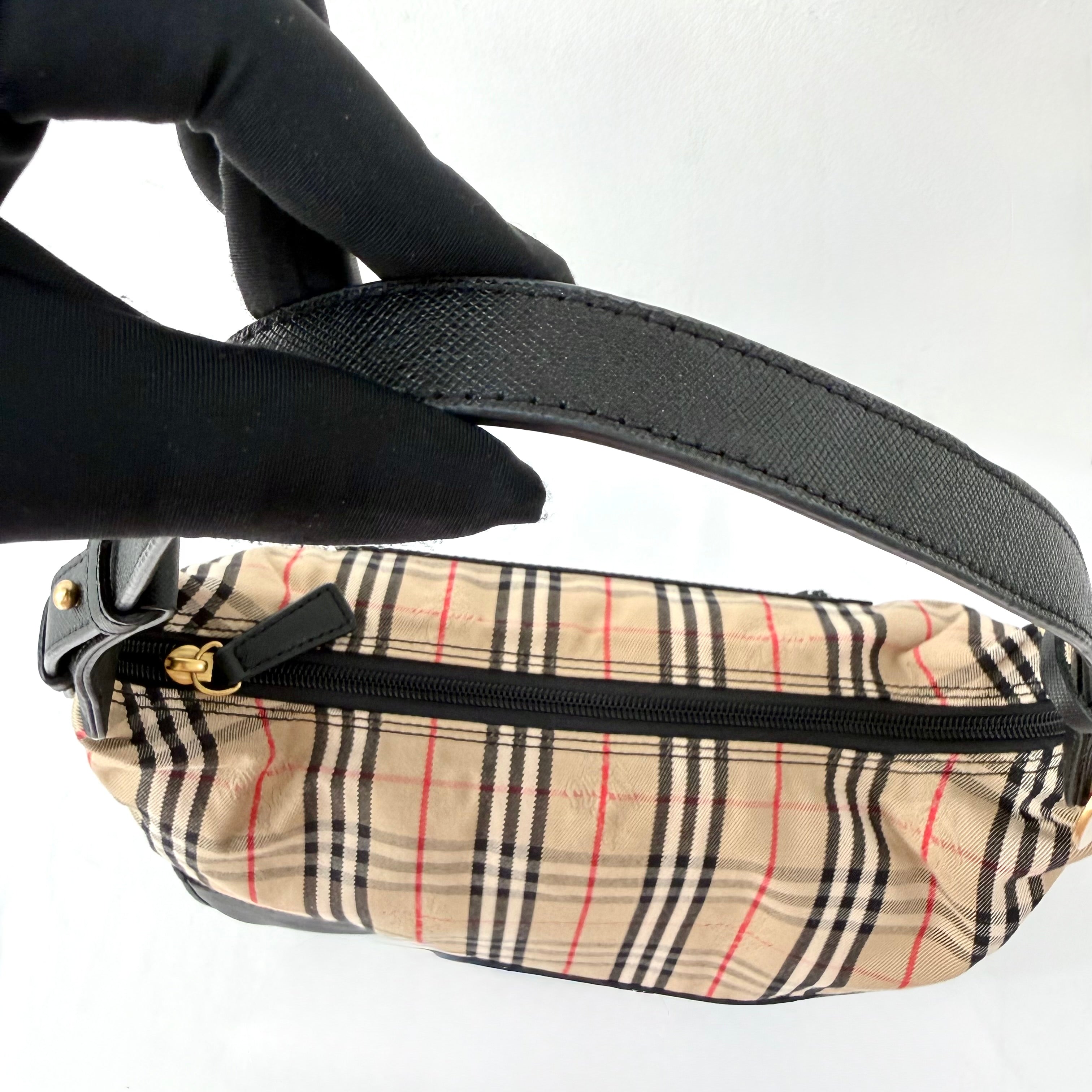 Burberry Brown Haymarket Check Canvas Shoulder Bag