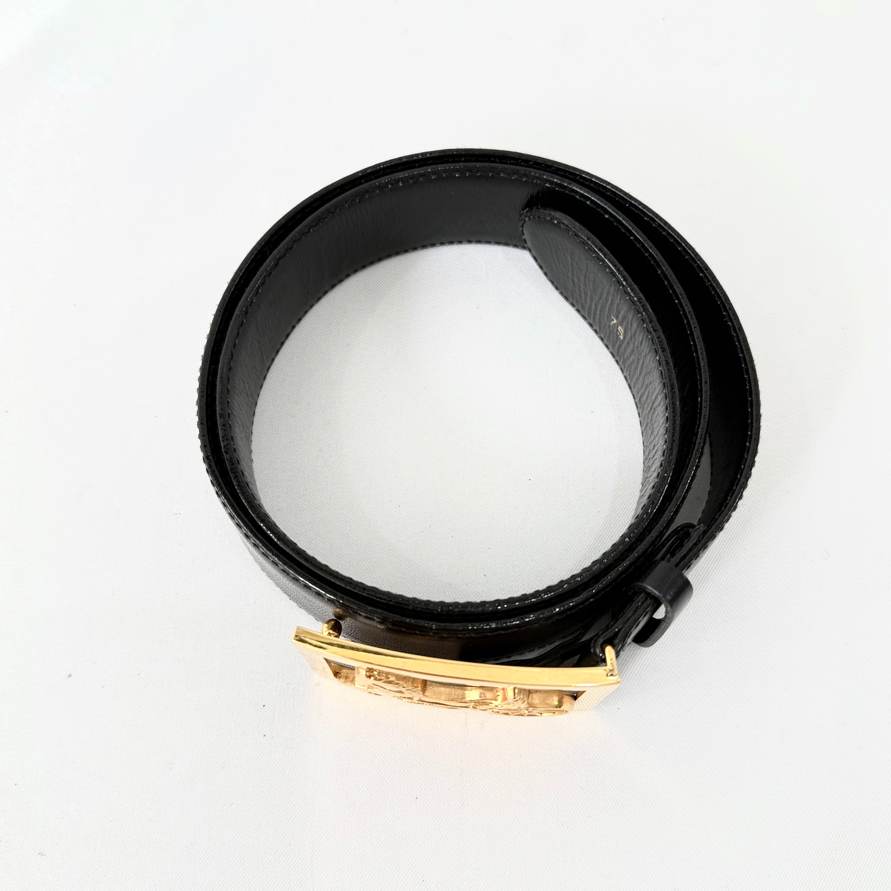 CELINE Vintage horse carriage black leather belt