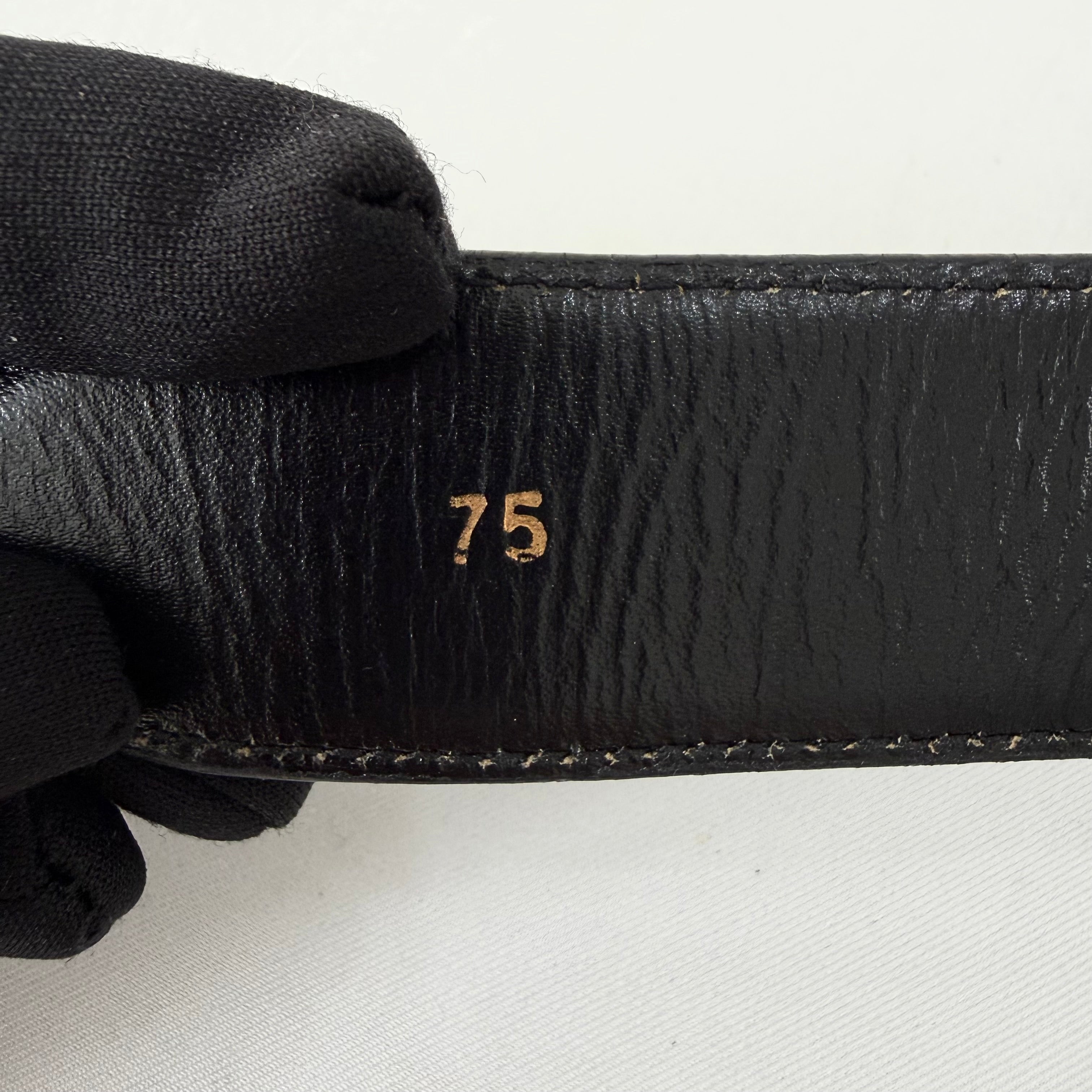 CELINE Vintage horse carriage black leather belt