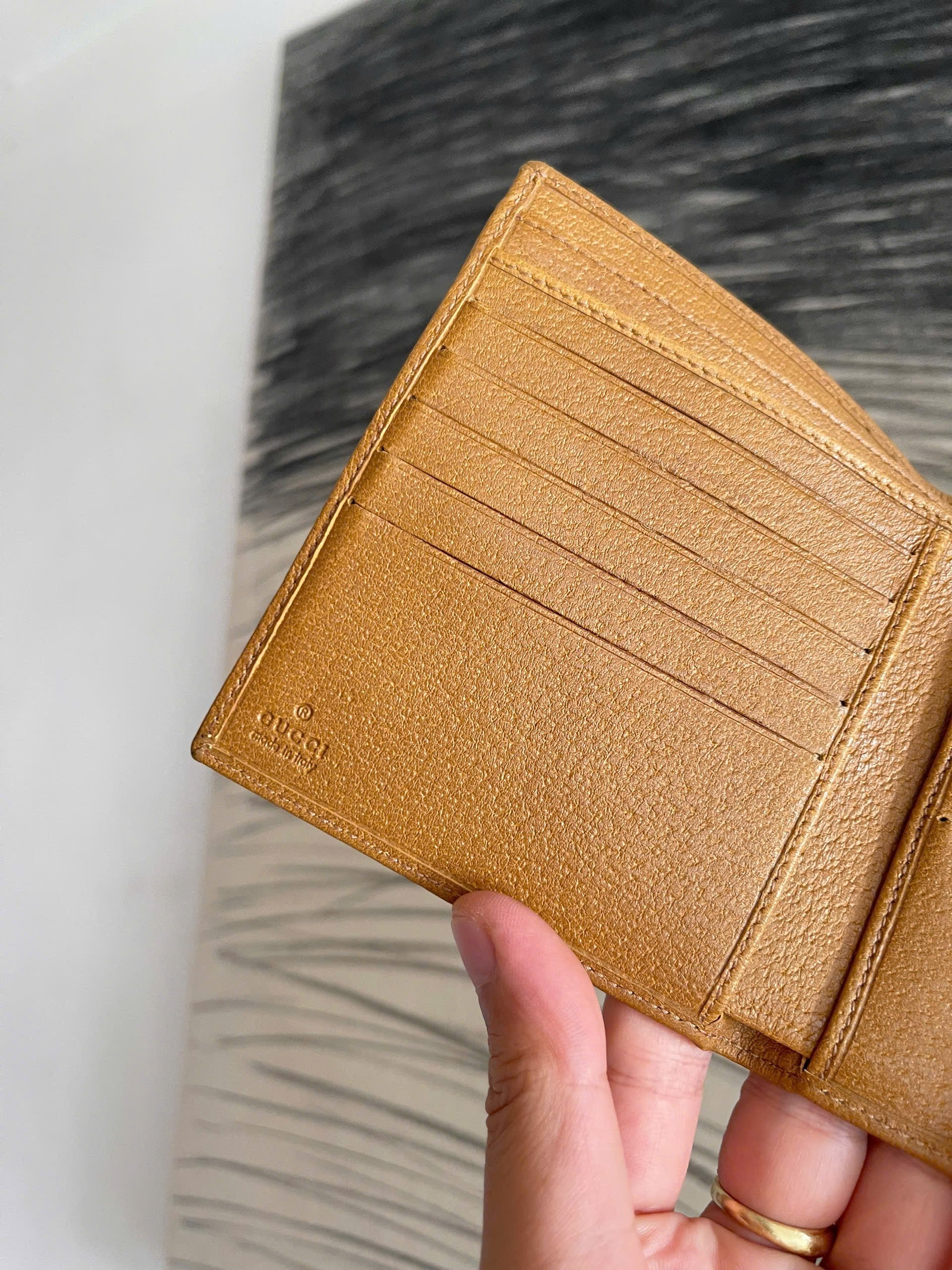 Gucci Monogram Metal Bar French Flap Wallet Pink