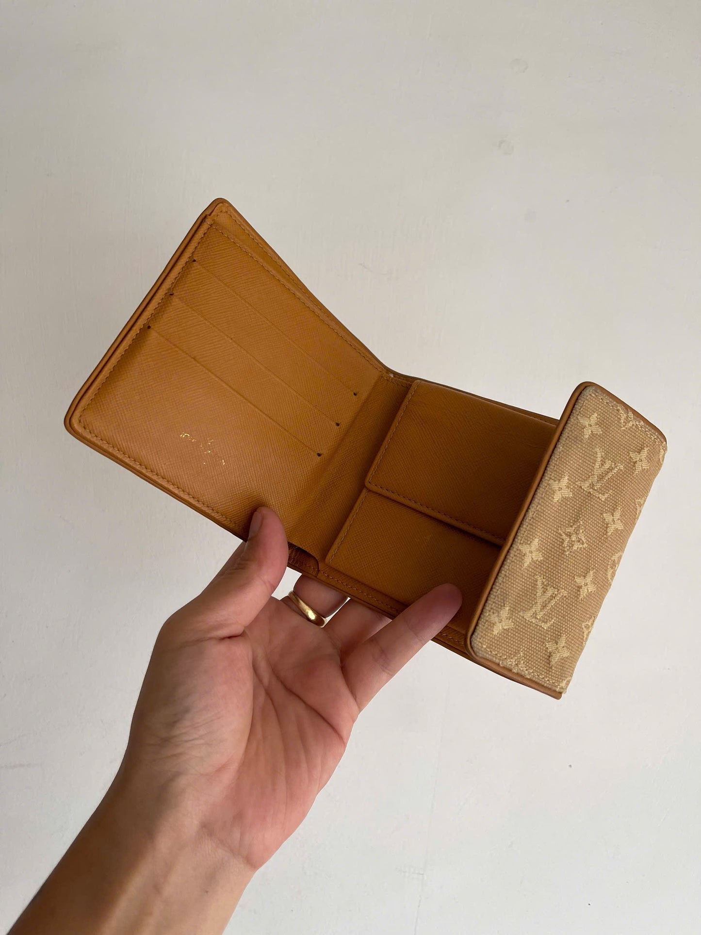 Louis Vuitton Khaki Monogram Mini Lin Compact Wallet