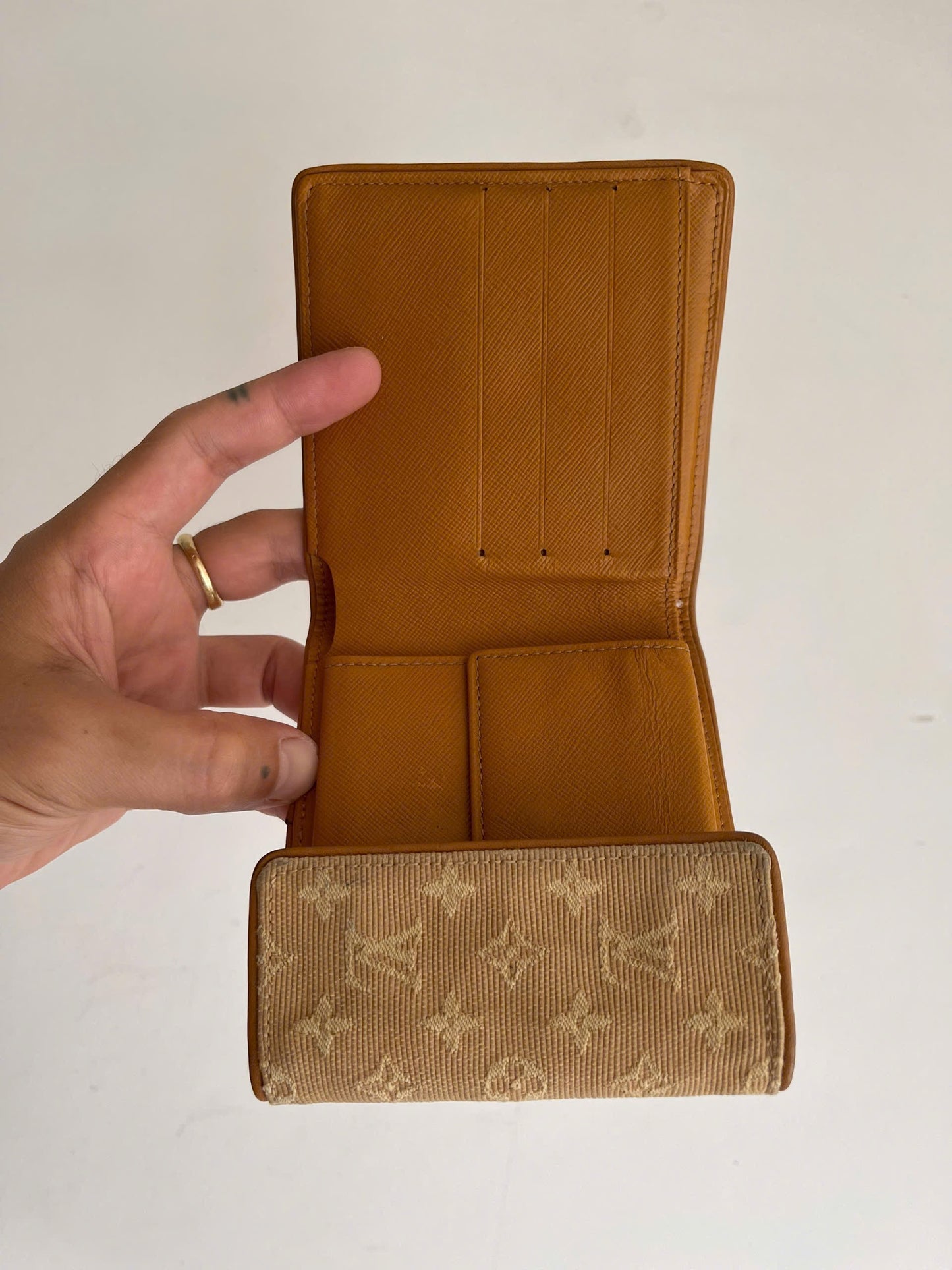 Louis Vuitton Khaki Monogram Mini Lin Compact Wallet