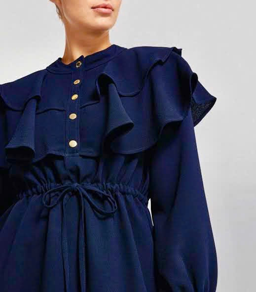 SANDRO Wendy Dress Ruffle Trim Snap Buttons