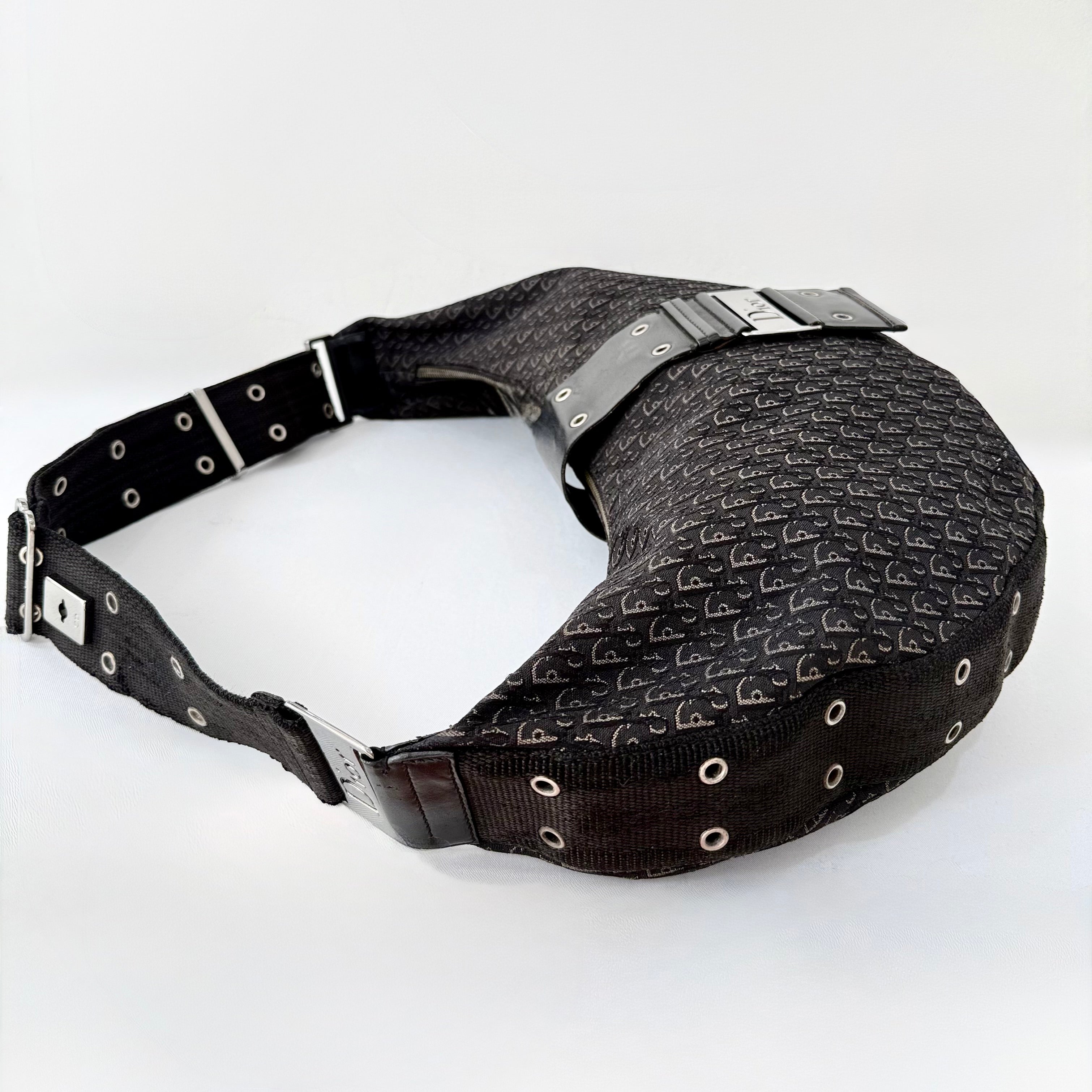 CHRISTIAN DIOR BLACK DIORISSIMO HALF MOON BAG