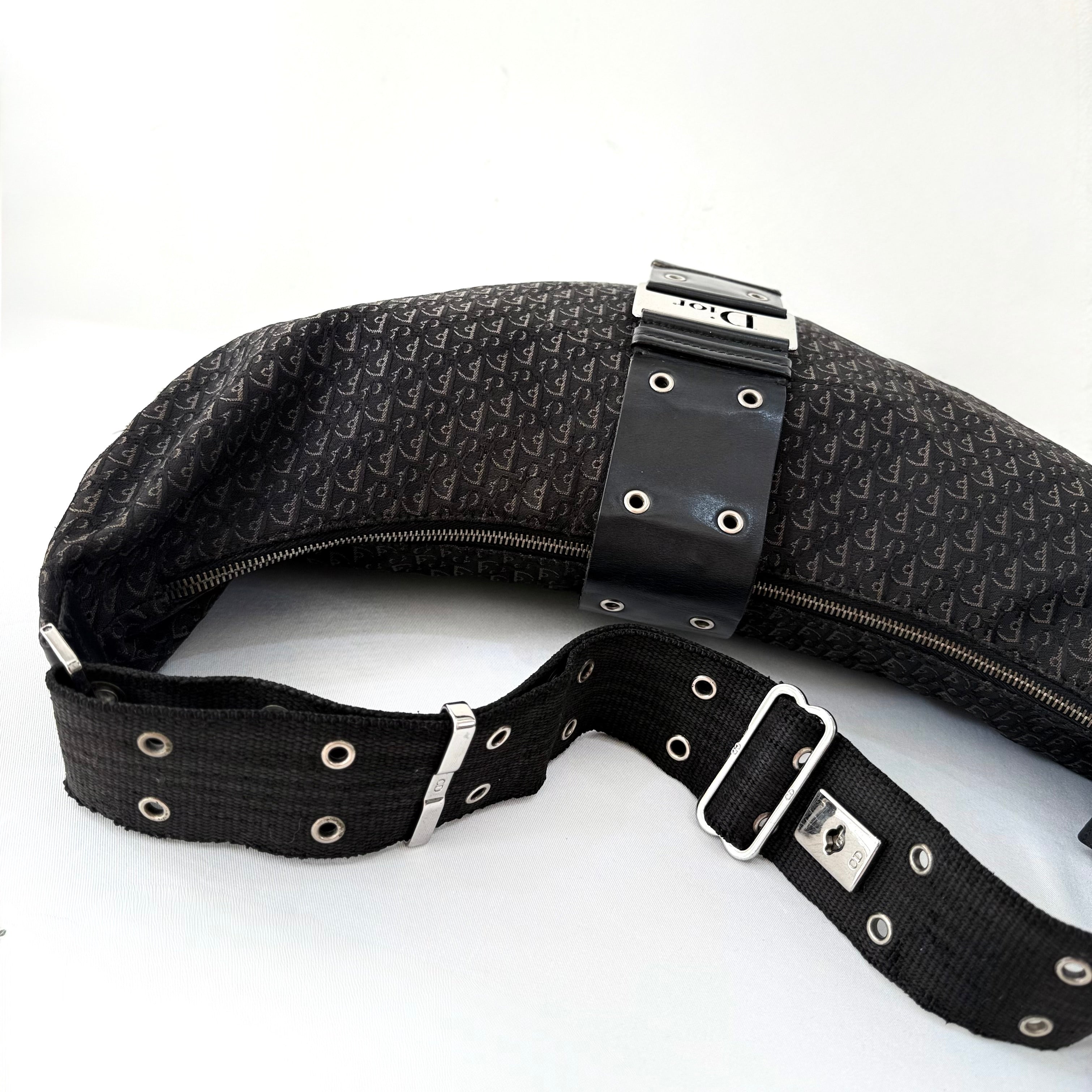 CHRISTIAN DIOR BLACK DIORISSIMO HALF MOON BAG
