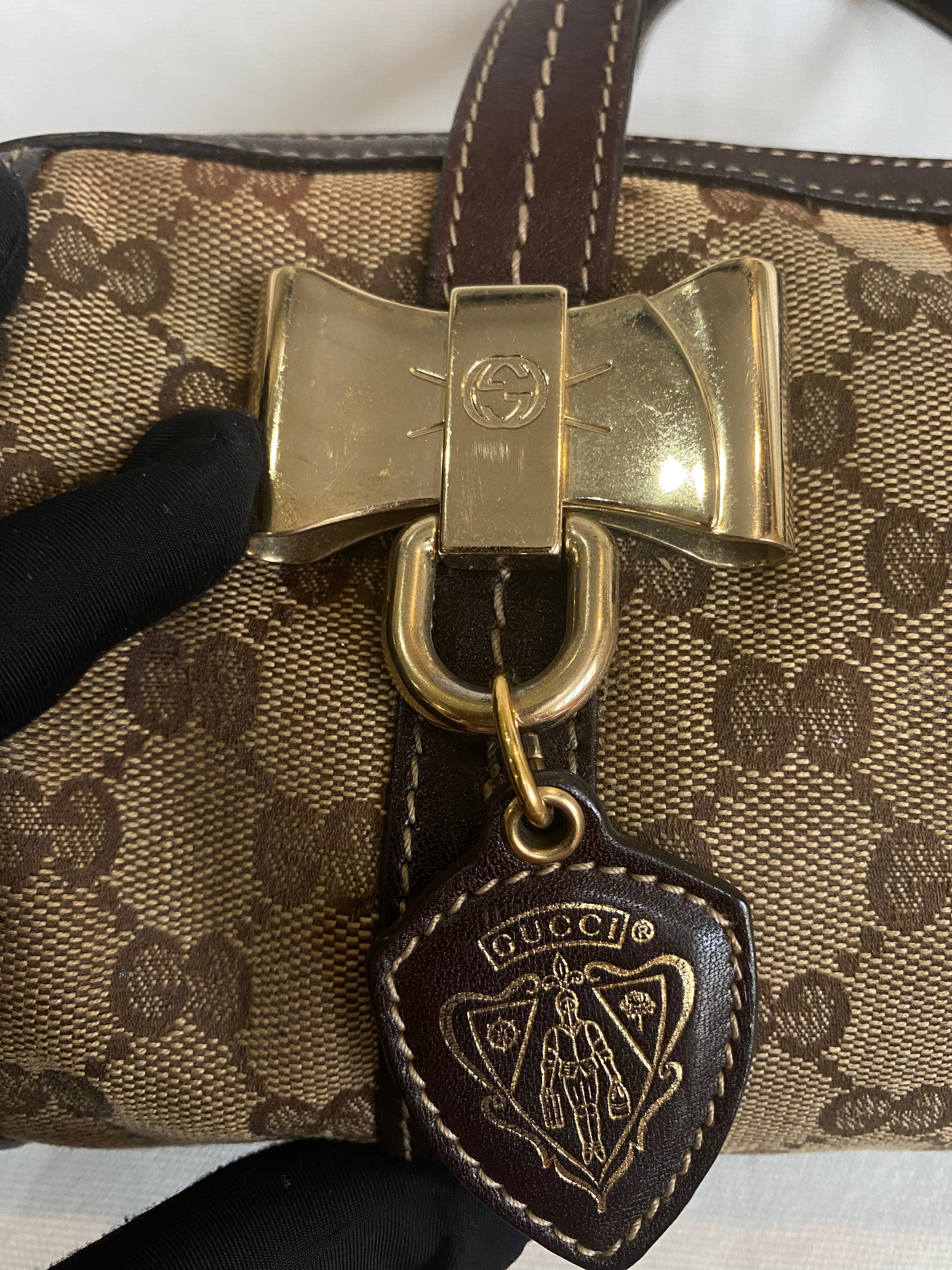 Gucci Monogram Crystal Duchessa Boston Bag