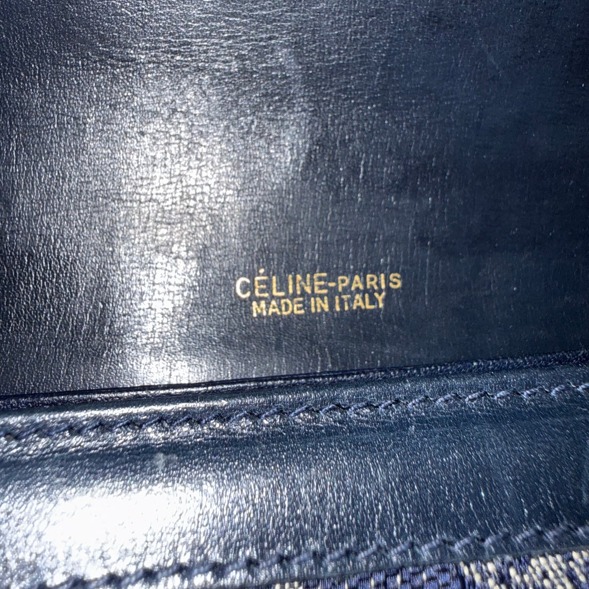 Celine Vintage Blue C Carriage Canvas Box Flap Shoulder Bag