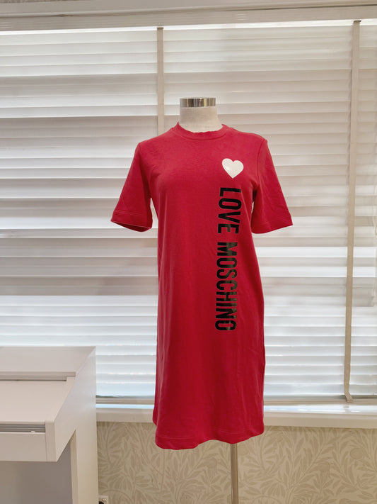 Love Moschino Dress with Stripe Logo & Heart Print