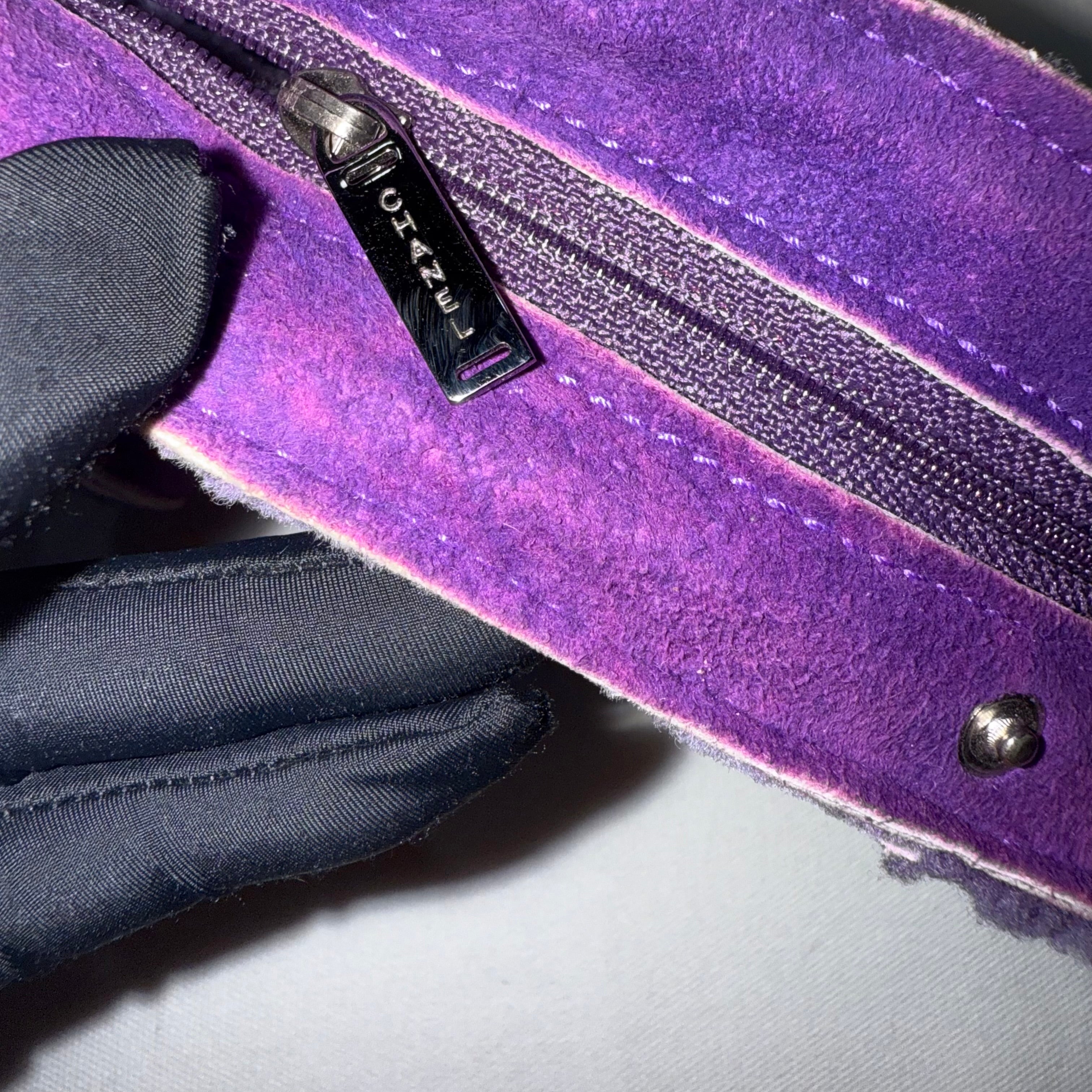 Chanel Purple Coco Matelasse Clutch Mouton Suede