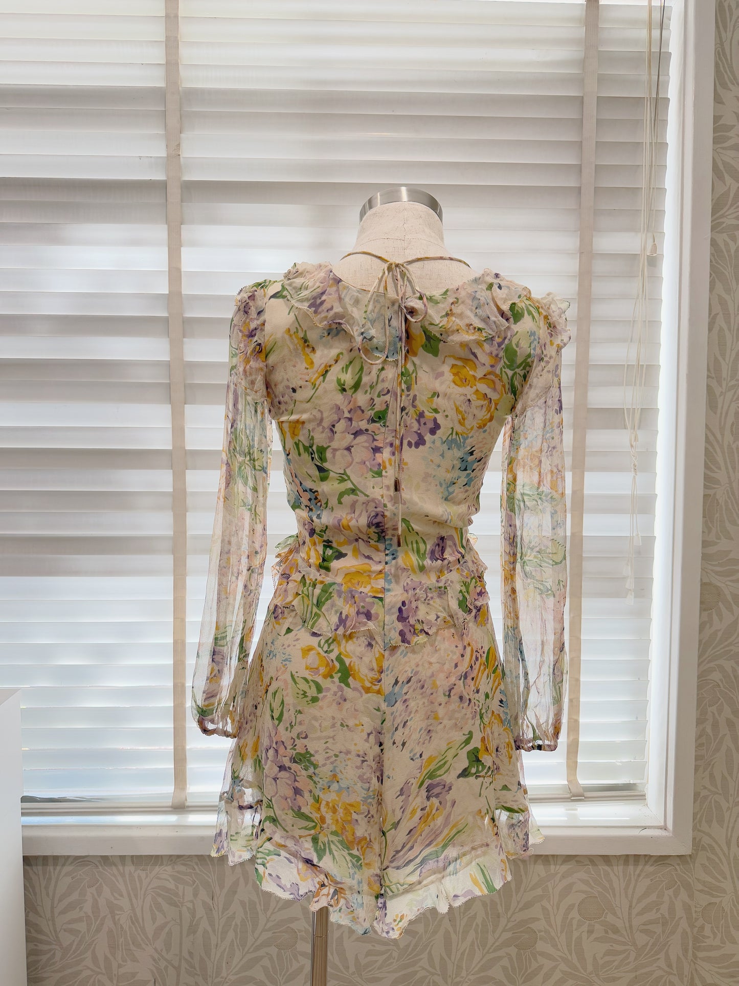 Zimmermann Ninety Six Flutter Playsuit Blush Floral