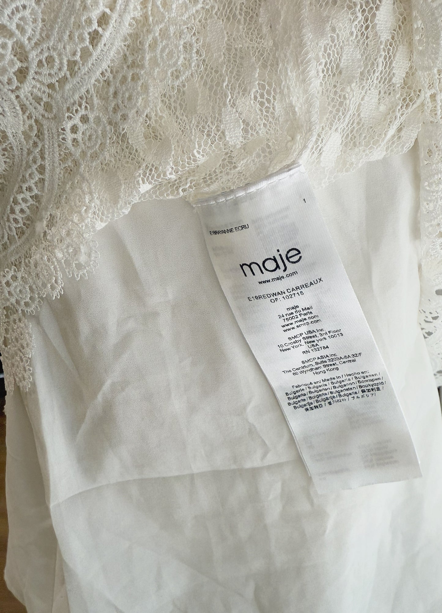 Maje Revanta Lace Dress in White Polyester