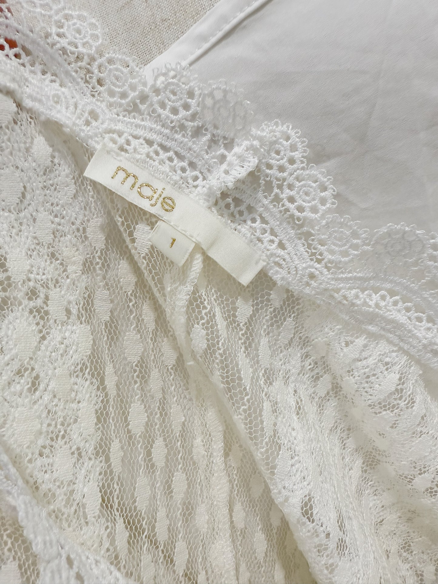 Maje Revanta Lace Dress in White Polyester