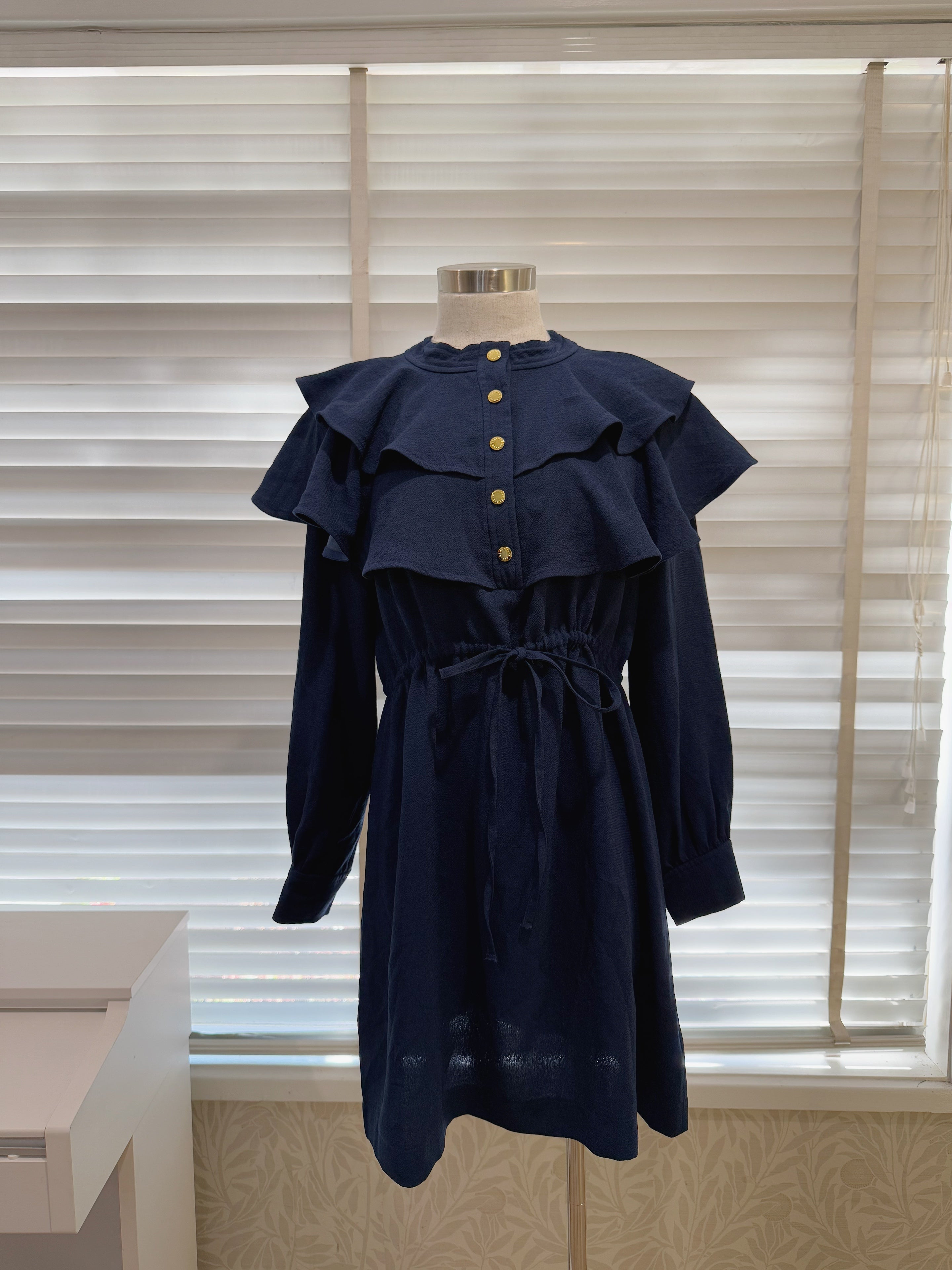 SANDRO Wendy Dress Ruffle Trim Snap Buttons