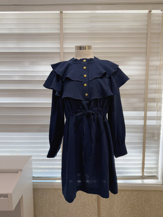 SANDRO Wendy Dress Ruffle Trim Snap Buttons