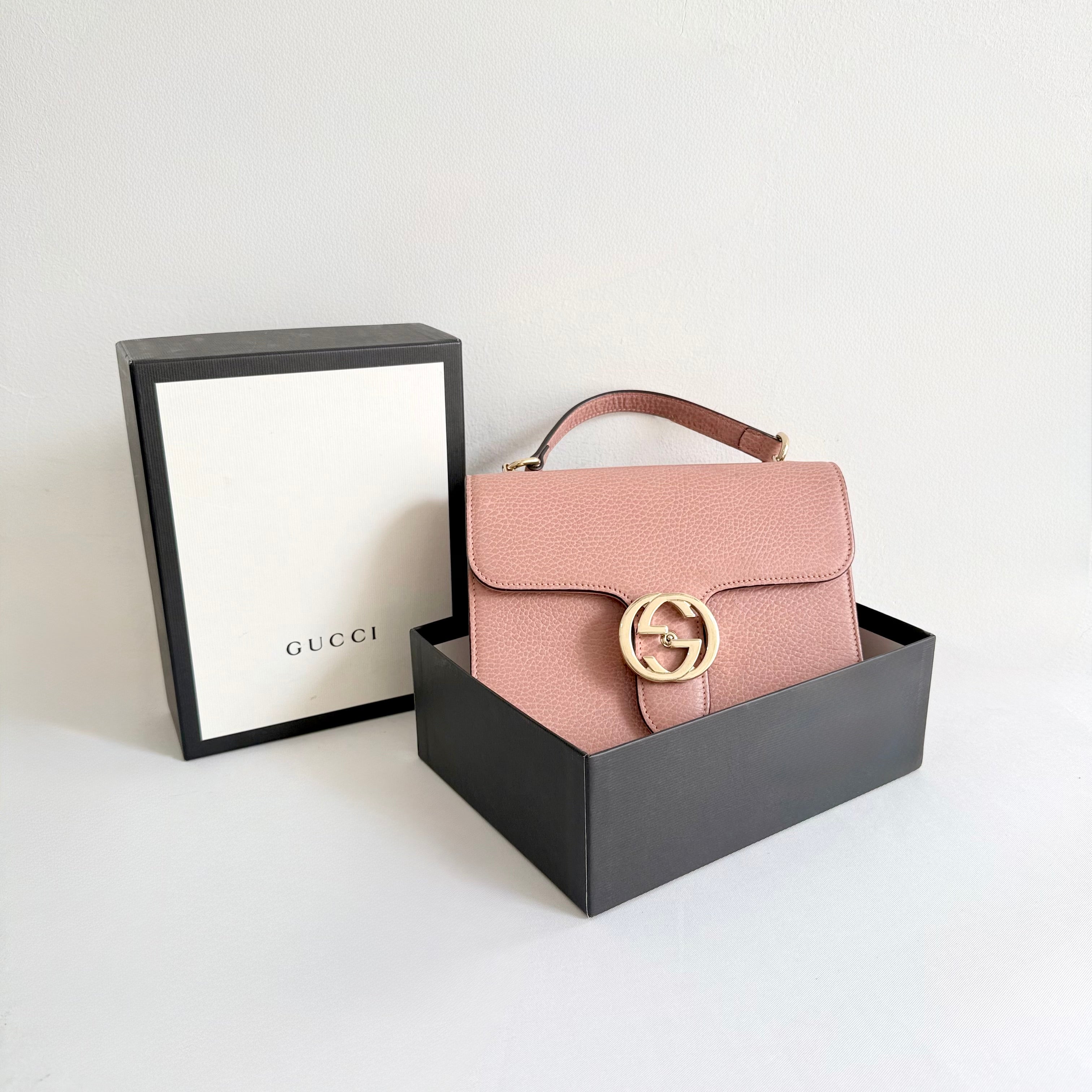 Gucci Interlocking G Chain Shoulder Bag Calfskin Leather – Pink
