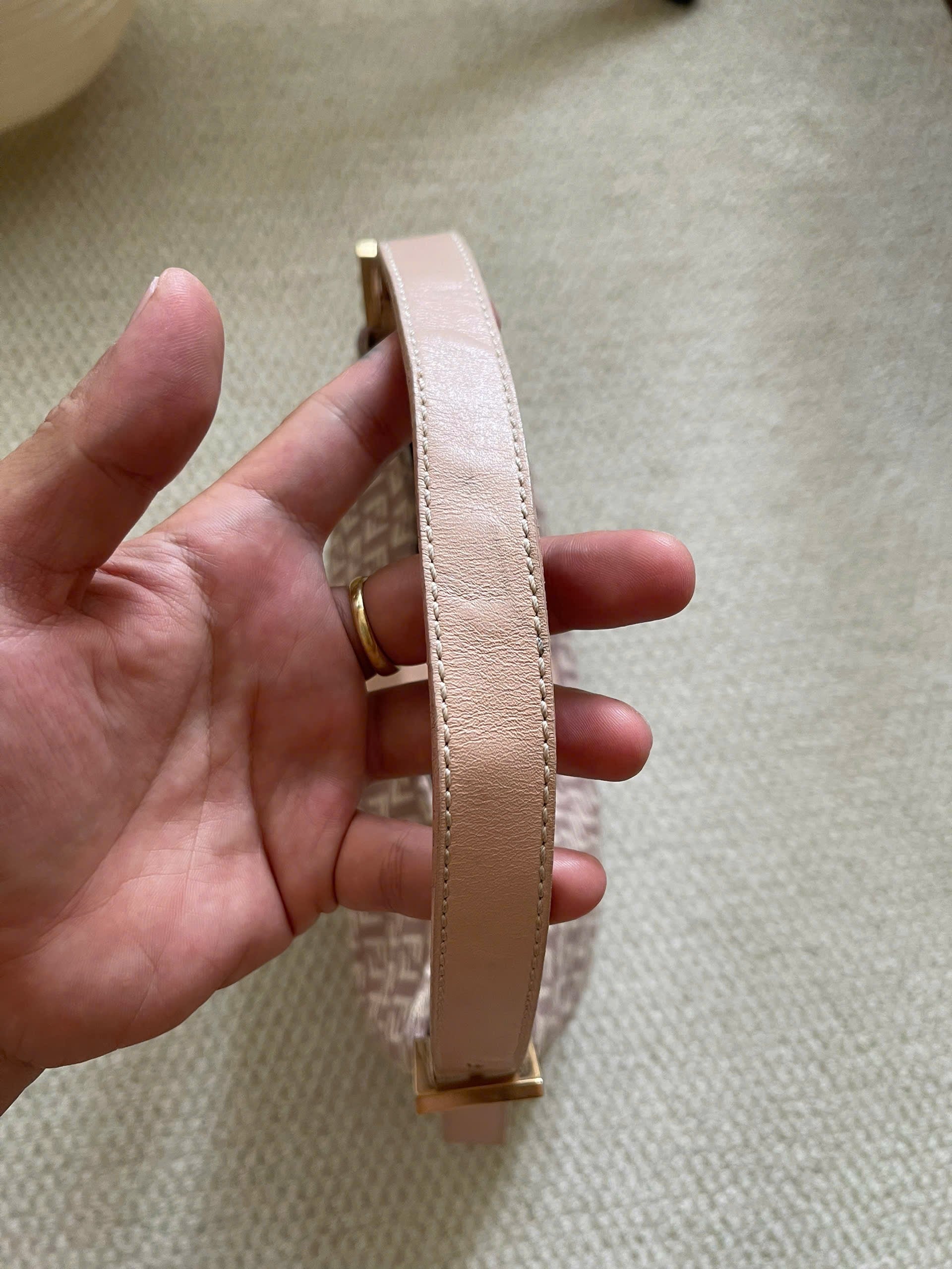 Fendi Light Pink Zucchino Baguette Shoulder Bag