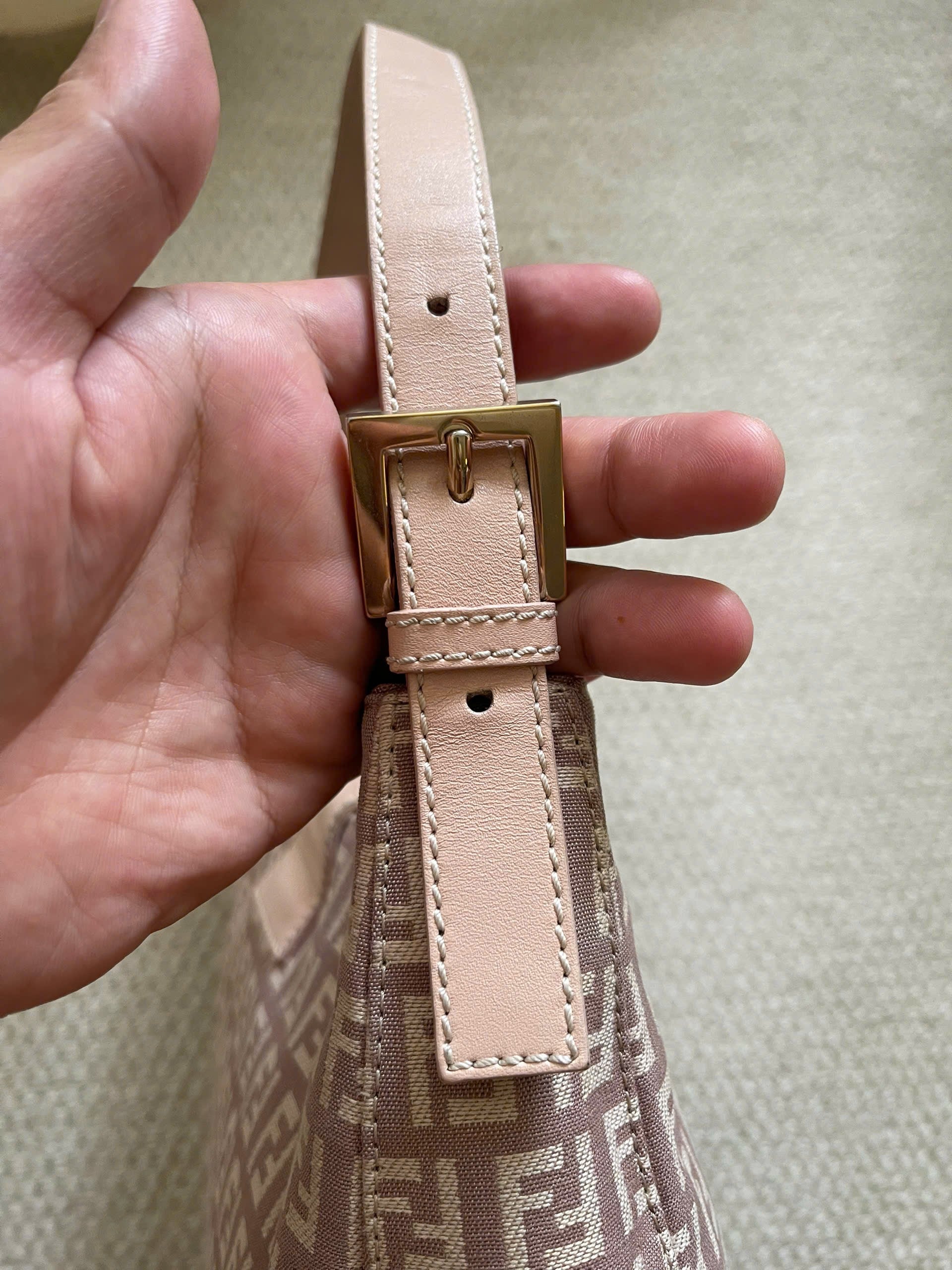 Fendi Light Pink Zucchino Baguette Shoulder Bag