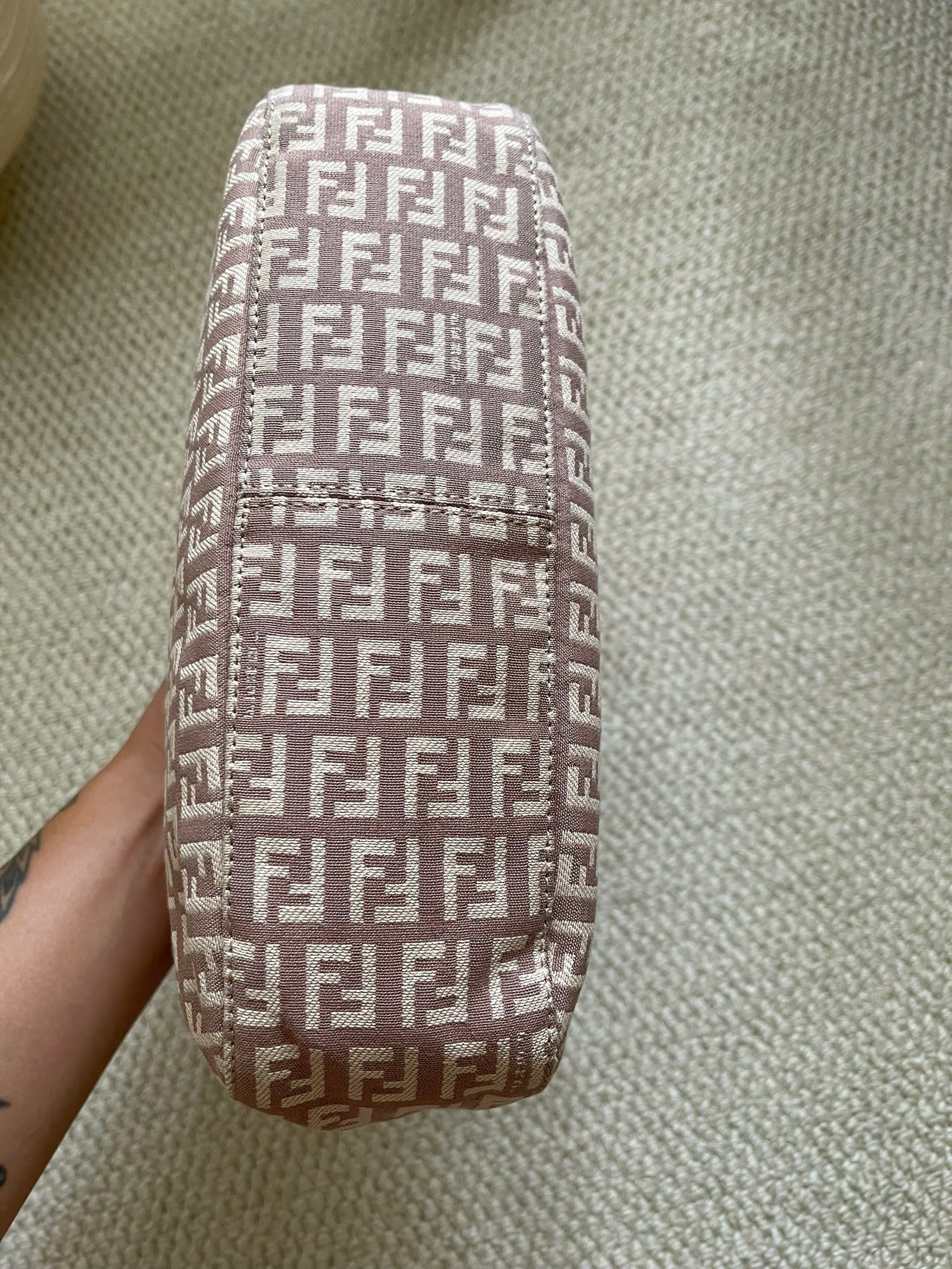 Fendi Light Pink Zucchino Baguette Shoulder Bag