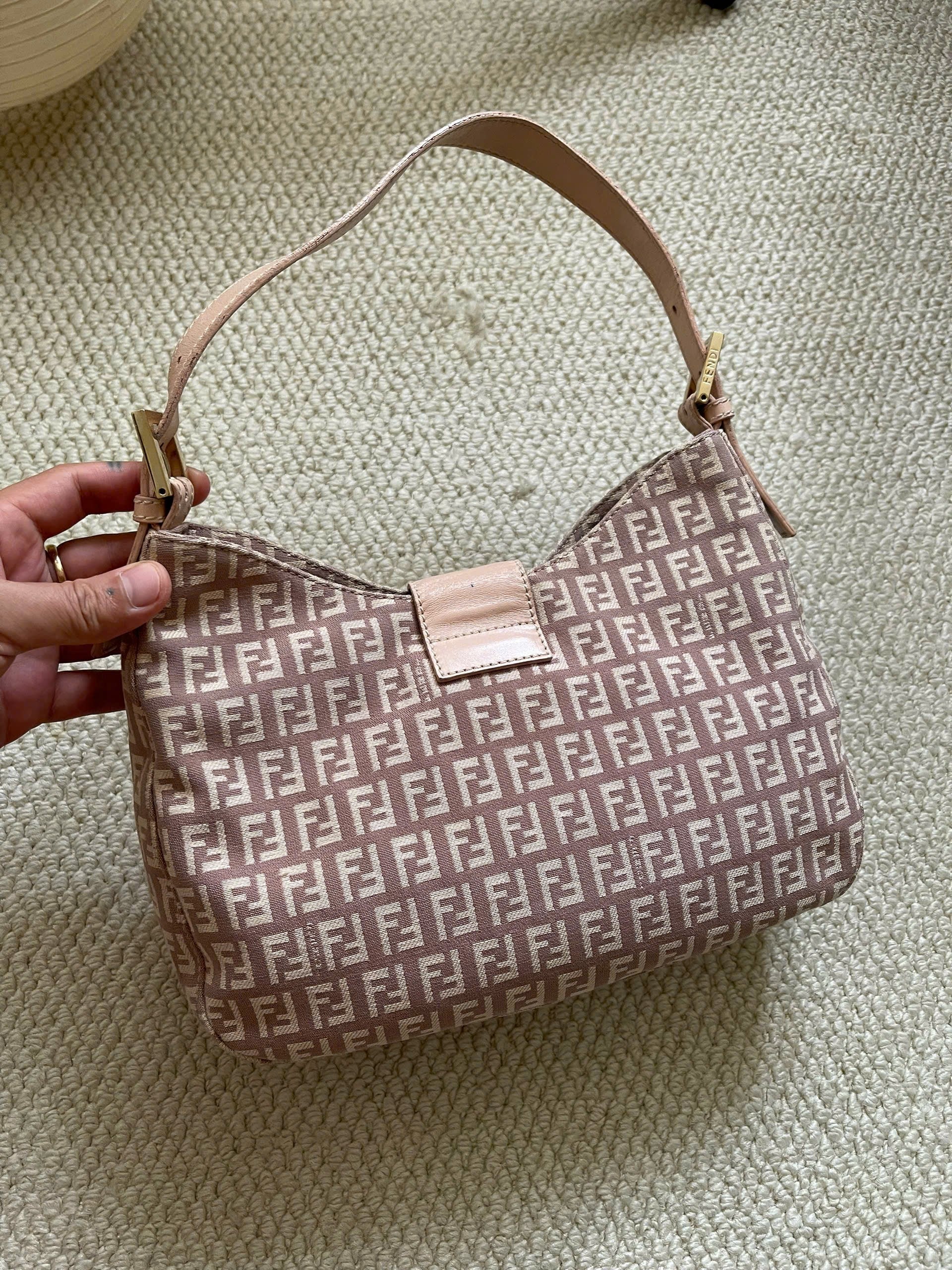 Fendi Light Pink Zucchino Baguette Shoulder Bag