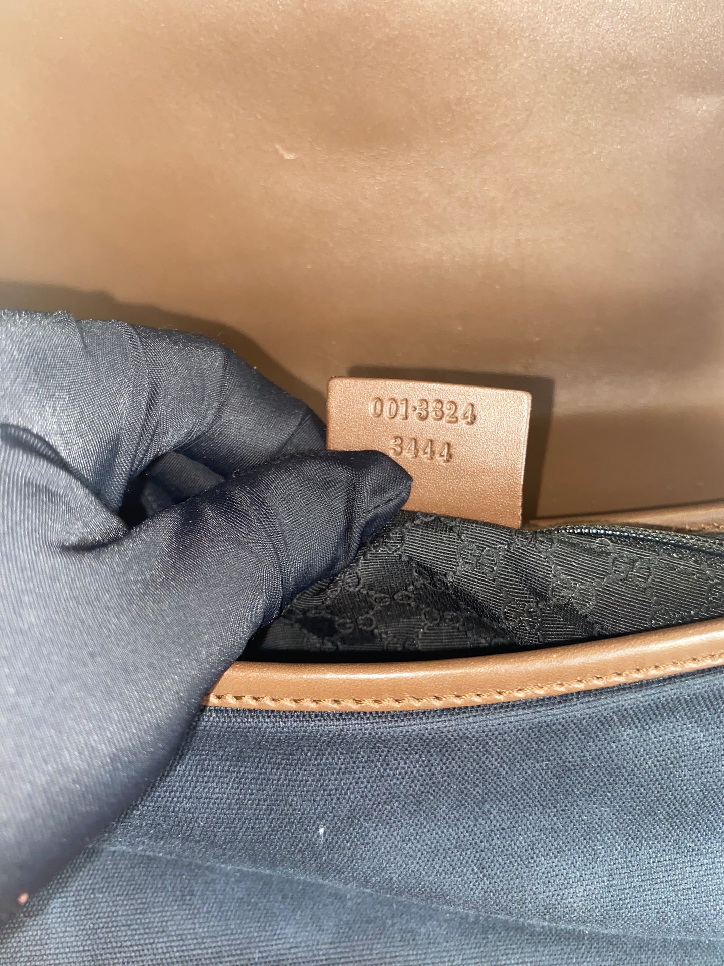 Gucci Vintage Navy Canvas & Brown Leather Jackie Bag
