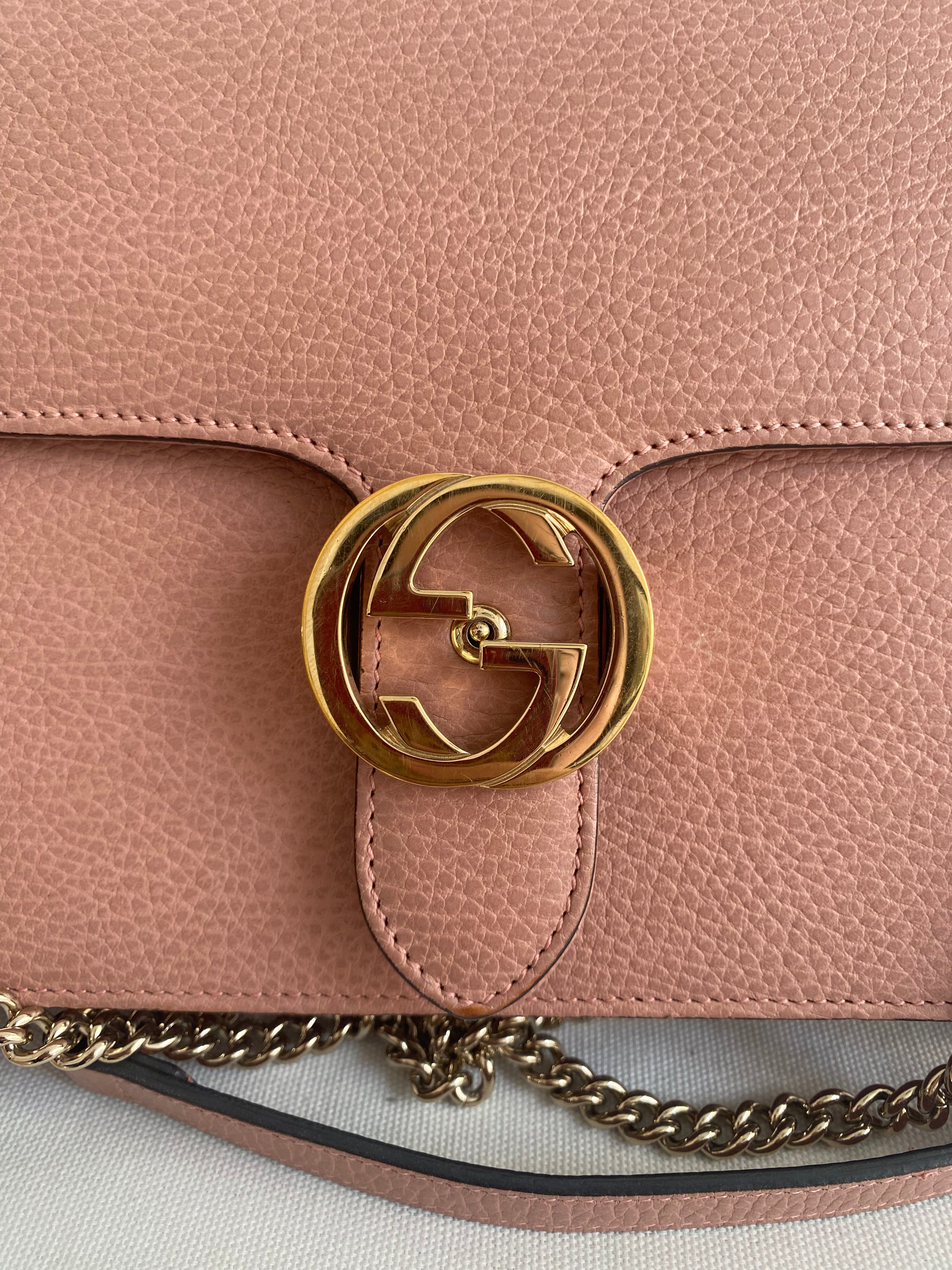 Gucci Dollar Calfskin Small Interlocking G Shoulder Bag Soft Pink