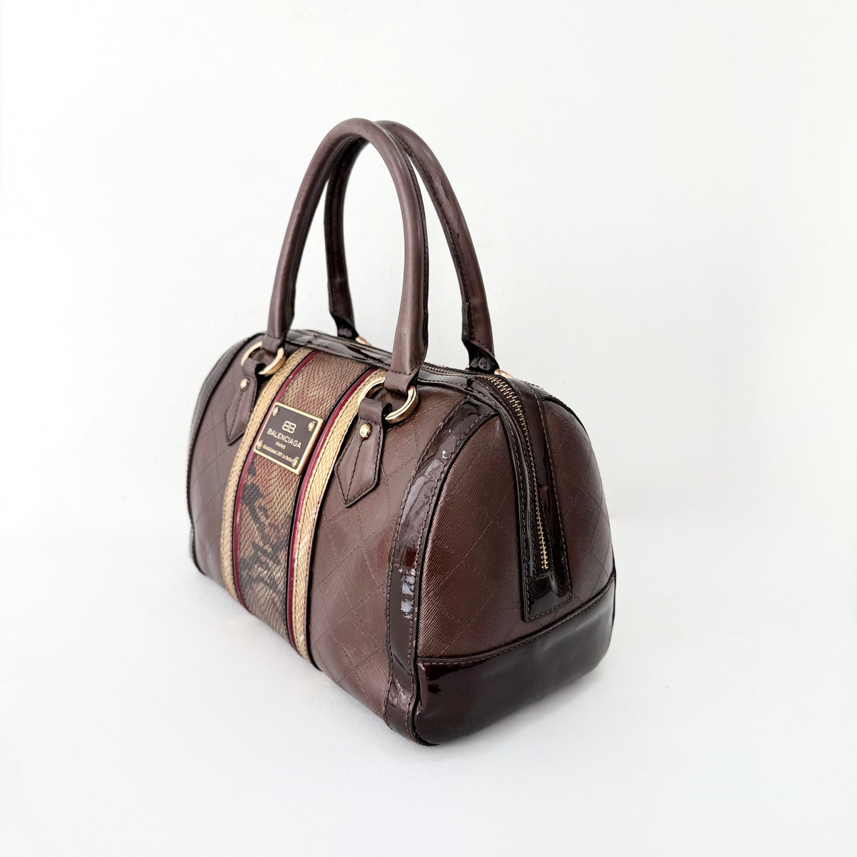 Balenciaga brown monogram top-handle bag