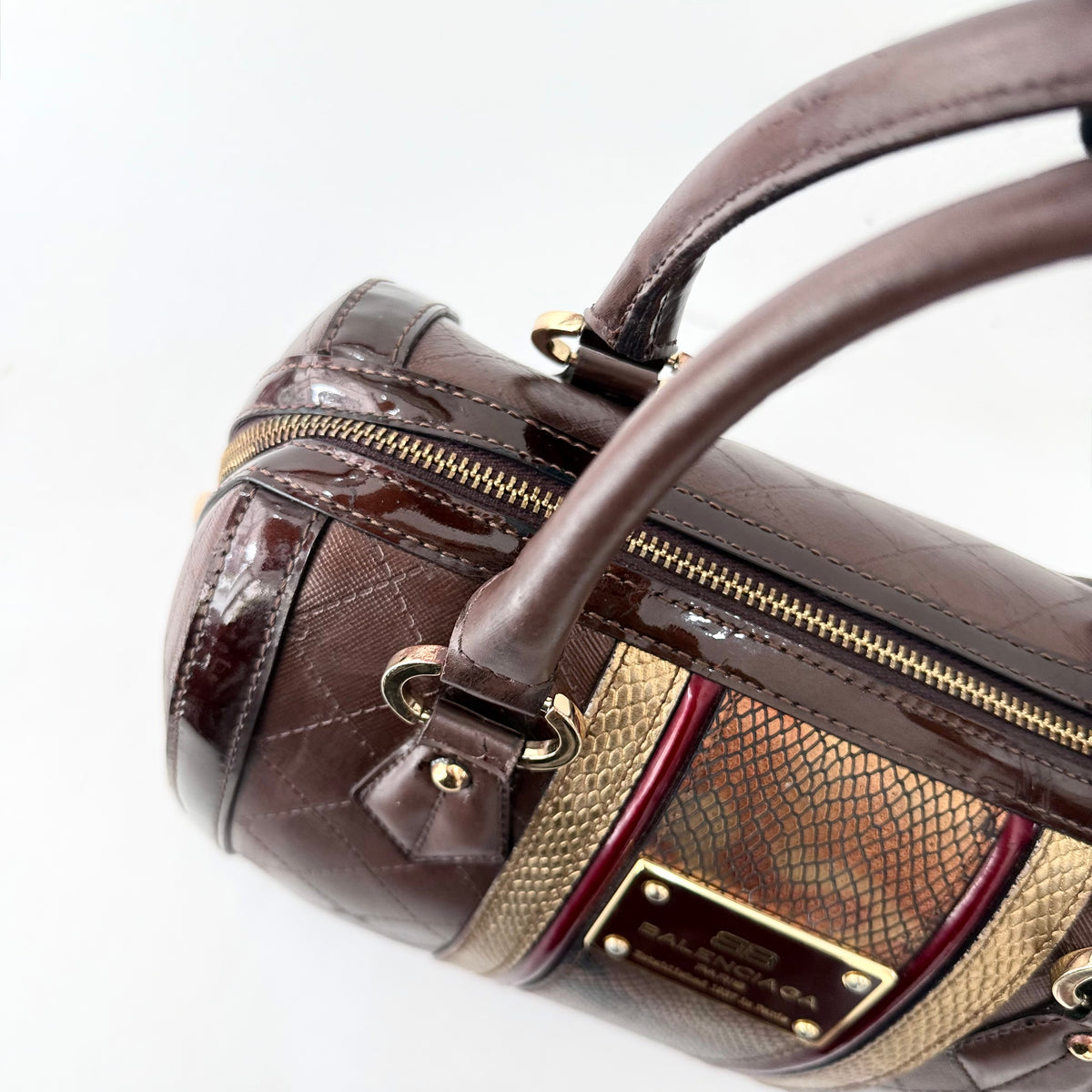 Balenciaga brown monogram top-handle bag