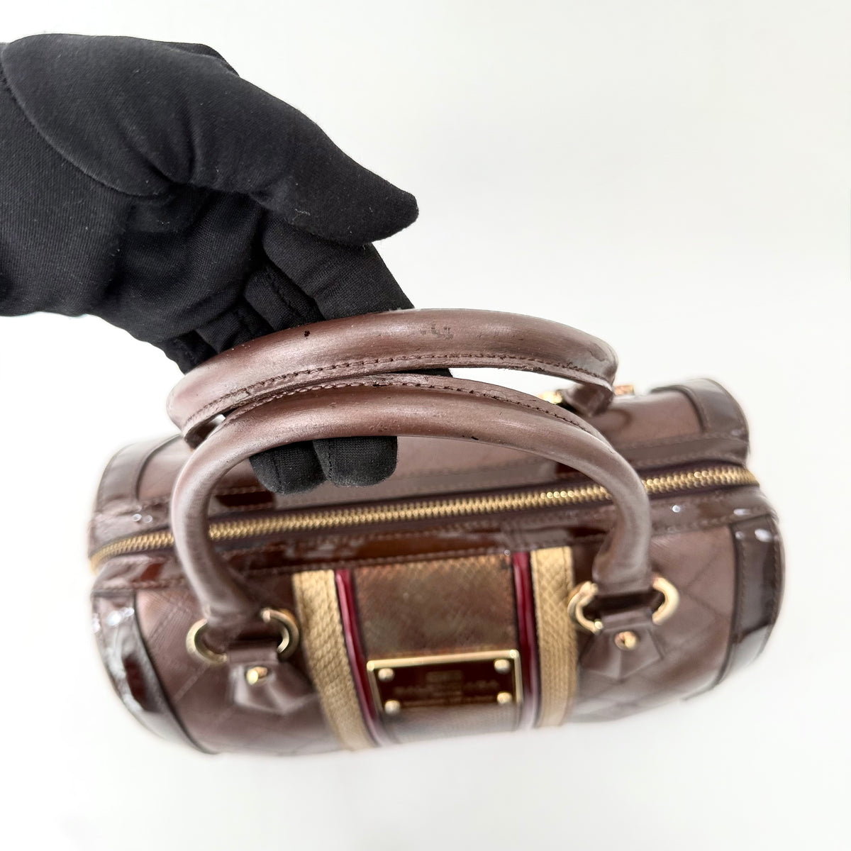 Balenciaga brown monogram top-handle bag
