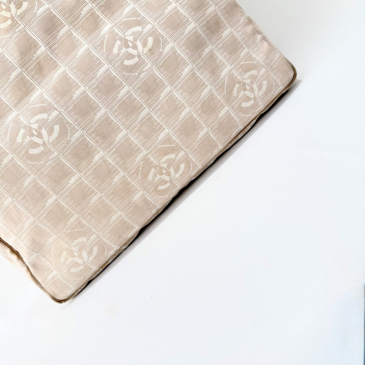 Chanel Beige Nylon CC Logo Travel Line Tote Bag
