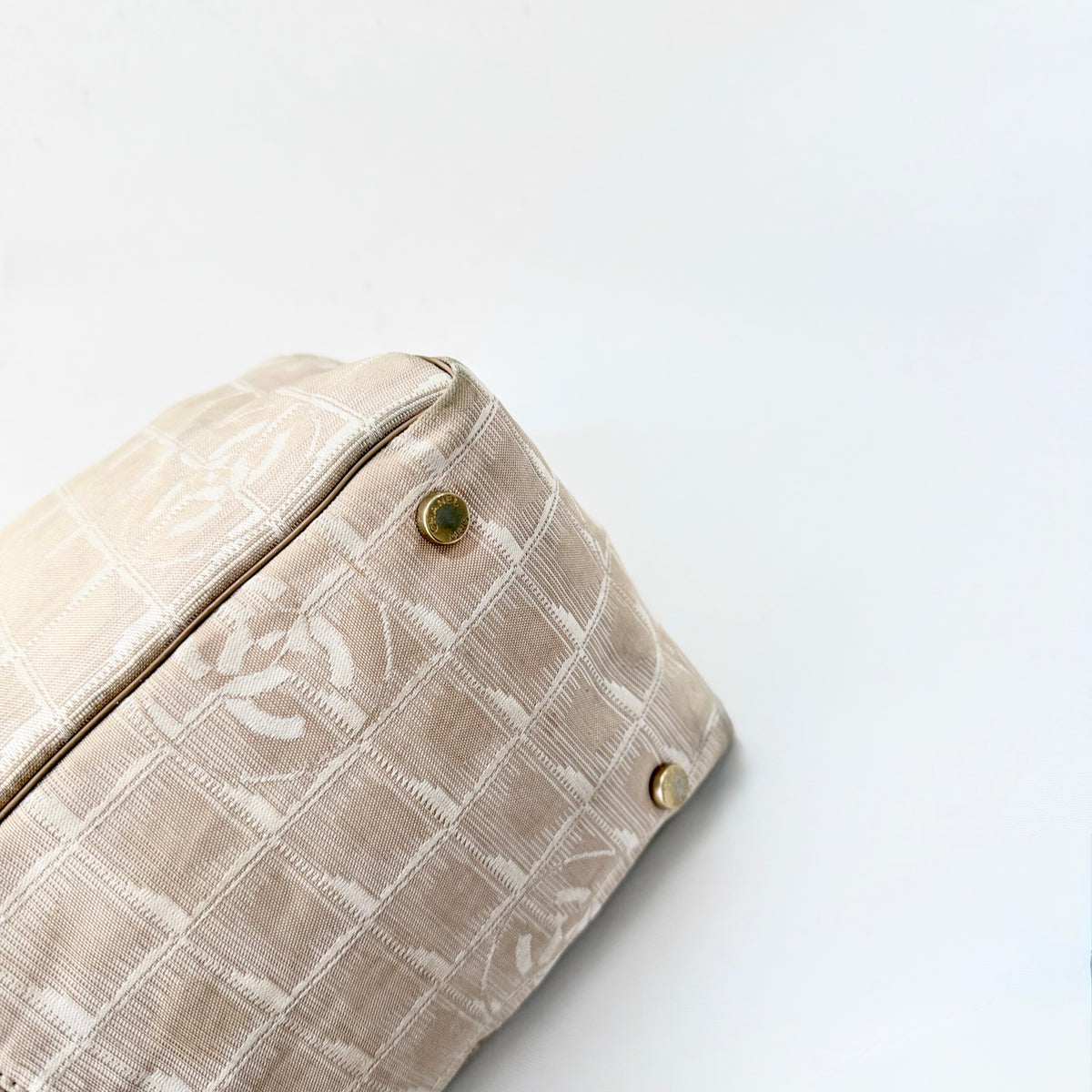 Chanel Beige Nylon CC Logo Travel Line Tote Bag