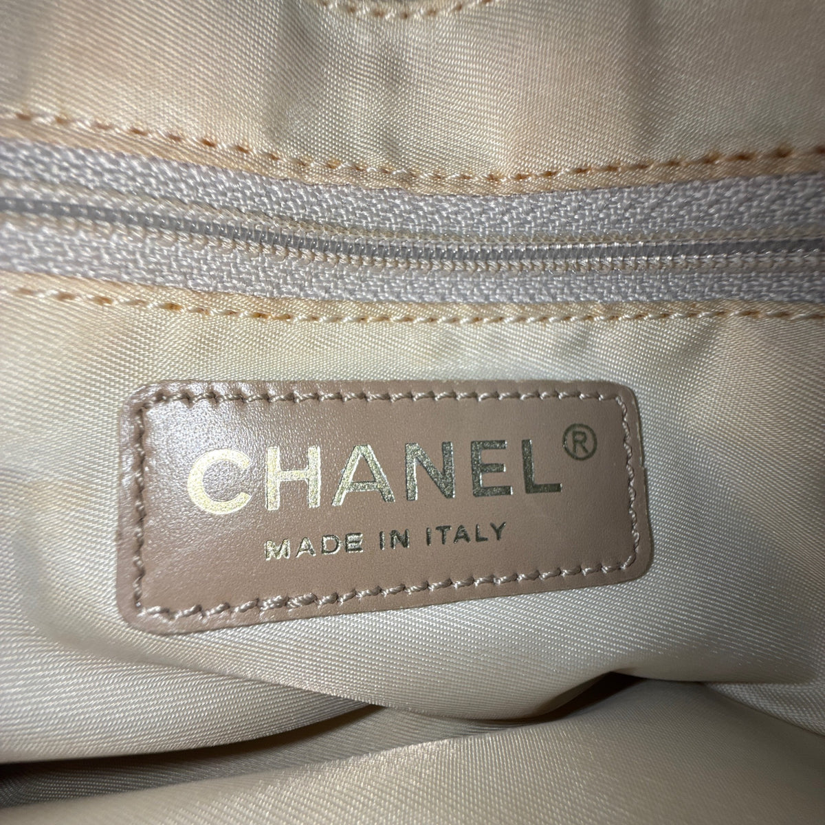 Chanel Beige Nylon CC Logo Travel Line Tote Bag