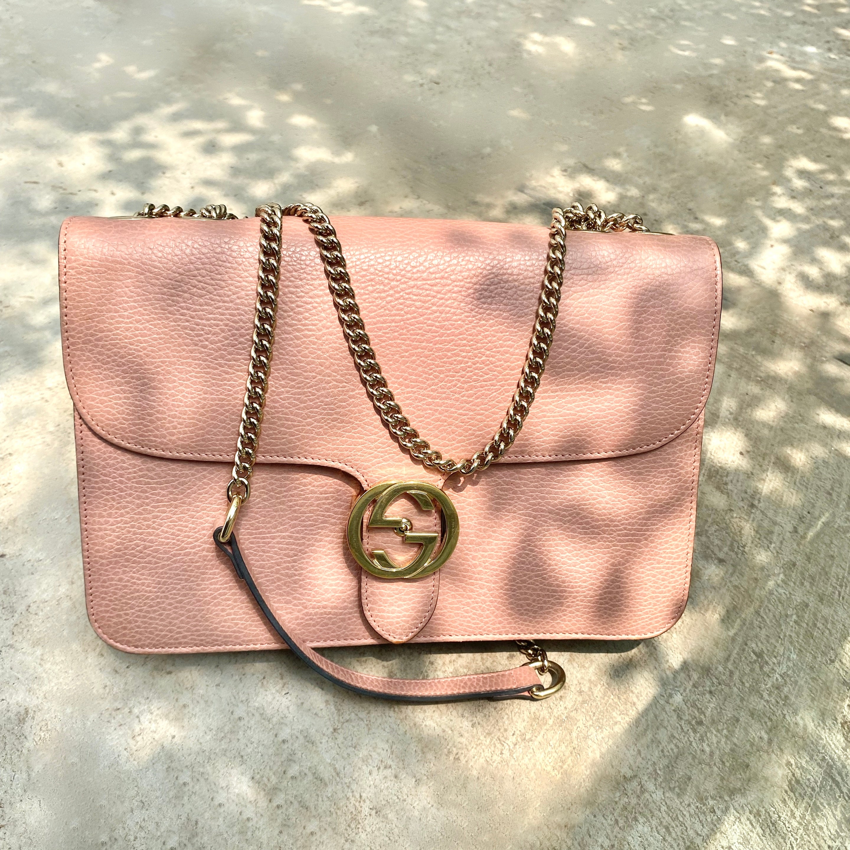 Gucci Dollar Calfskin Small Interlocking G Shoulder Bag Soft Pink