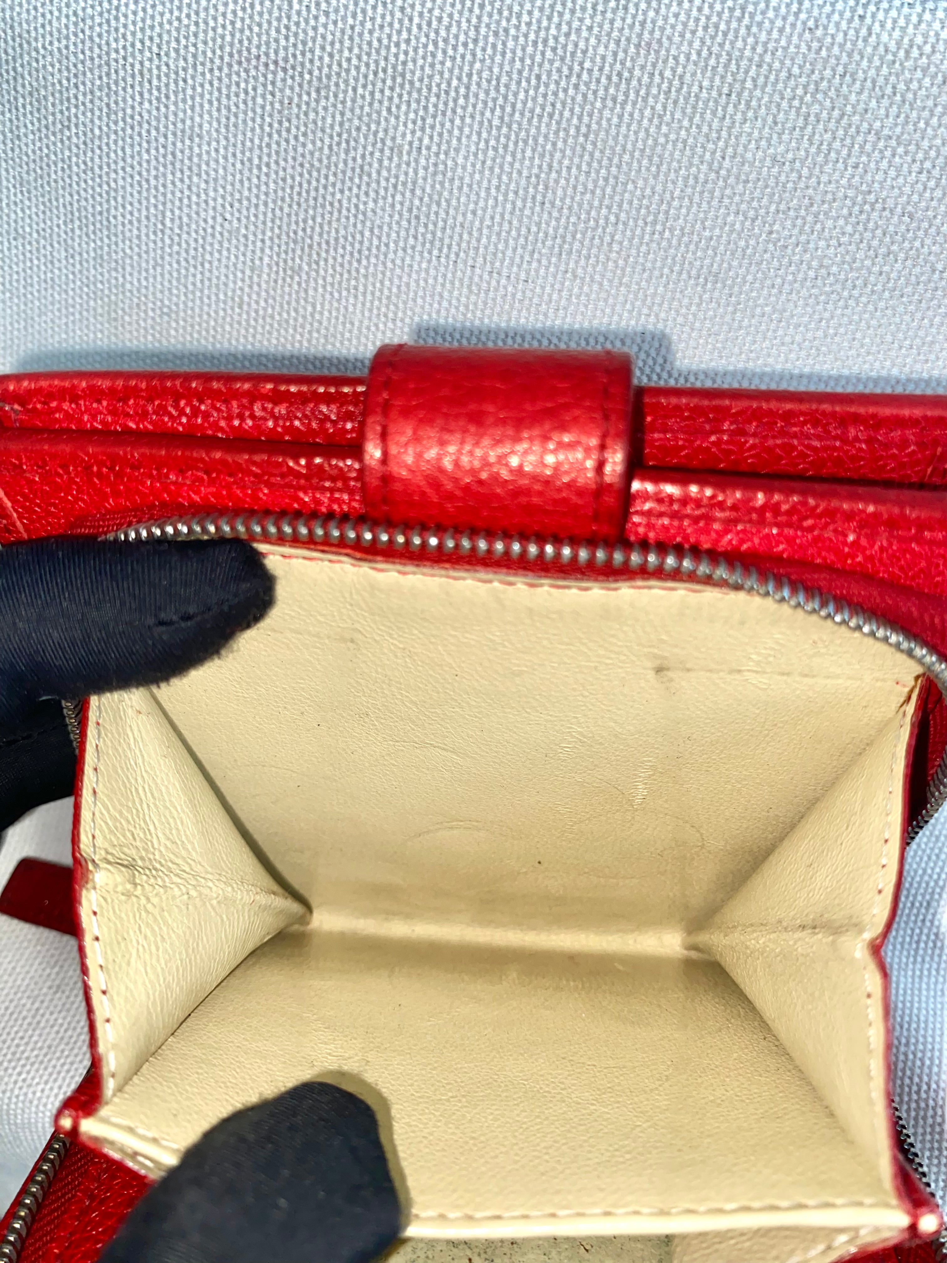 BVLGARI Wallet Red Leather Bifold Wallet