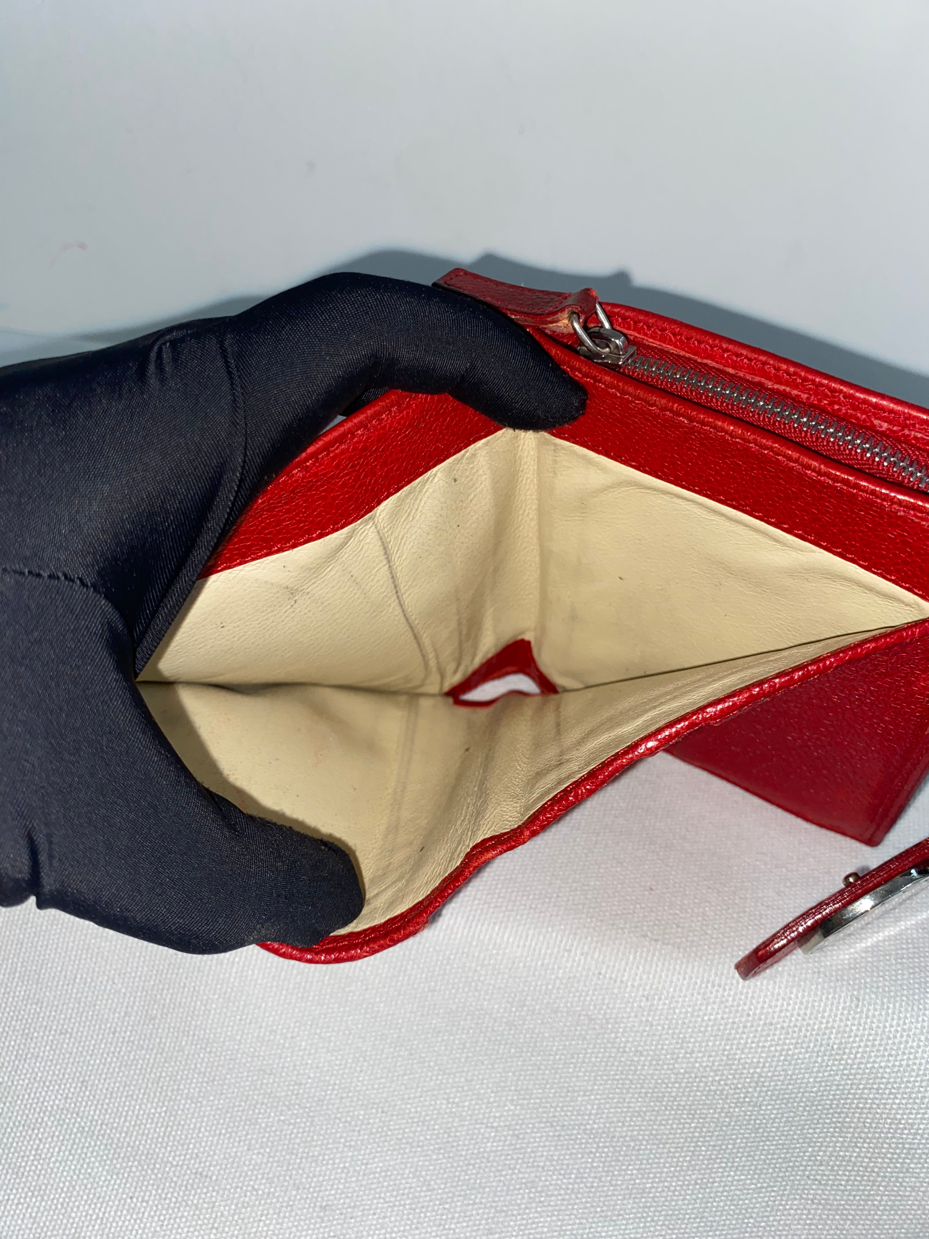 BVLGARI Wallet Red Leather Bifold Wallet