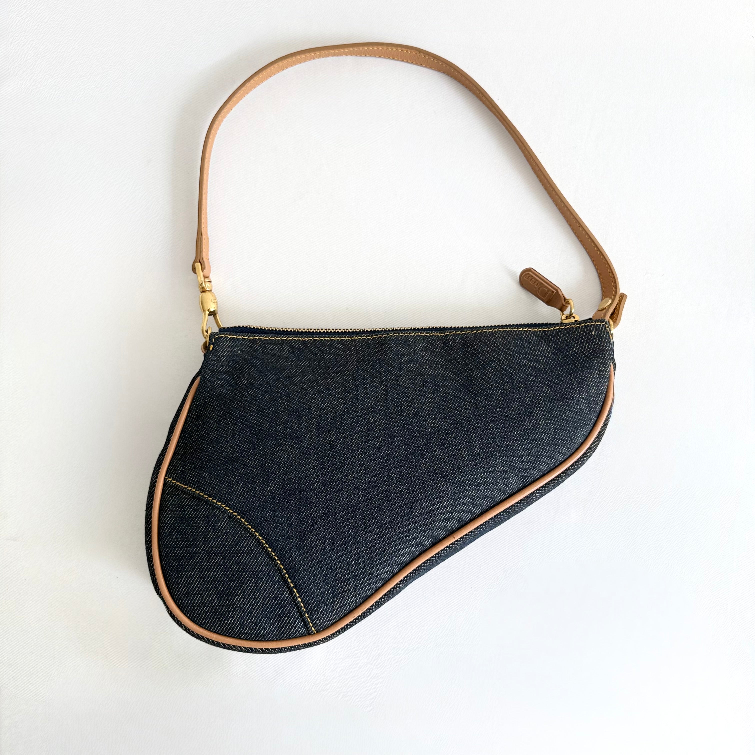 Christian Dior 2001 Blue Denim Saddle Bag