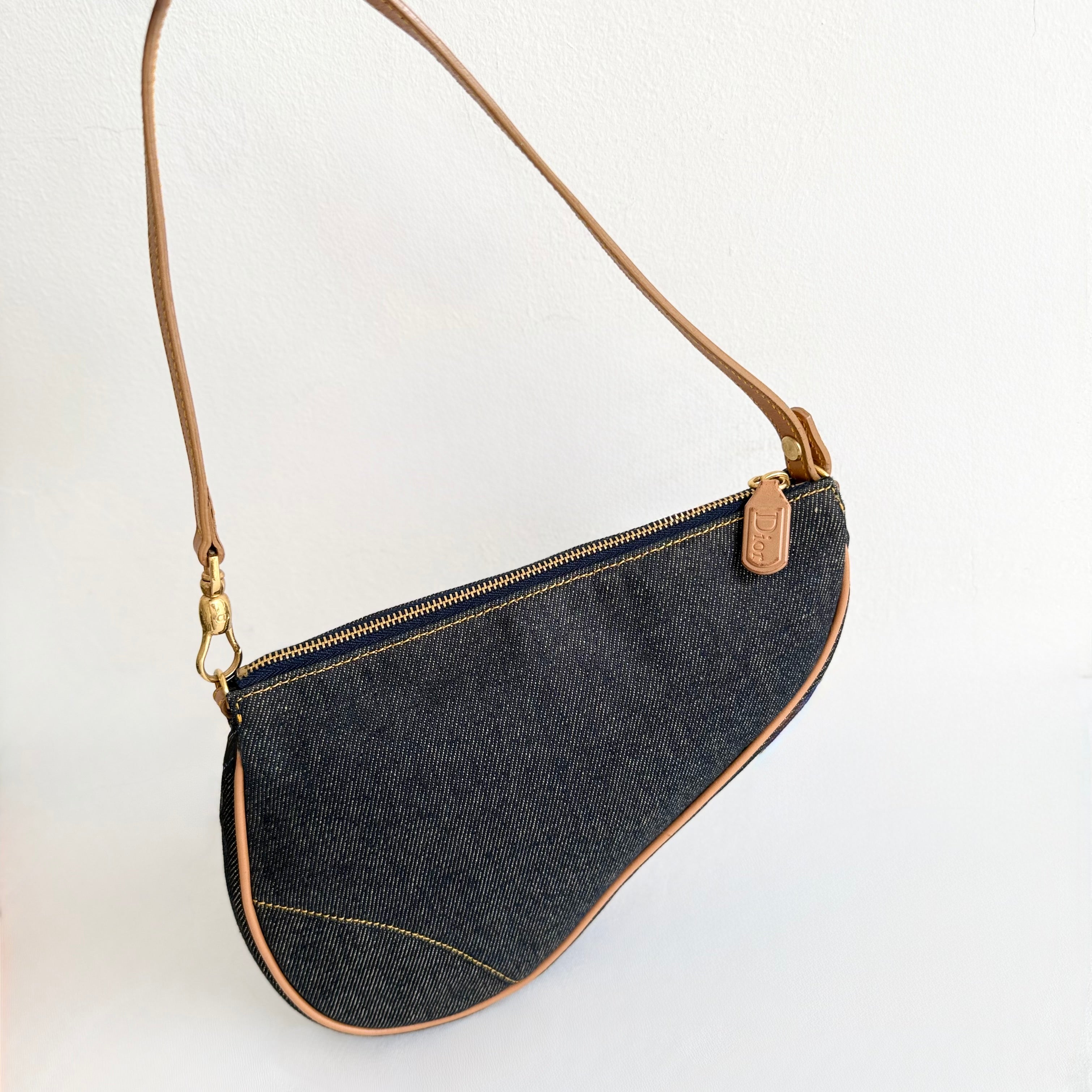 Christian Dior 2001 Blue Denim Saddle Bag