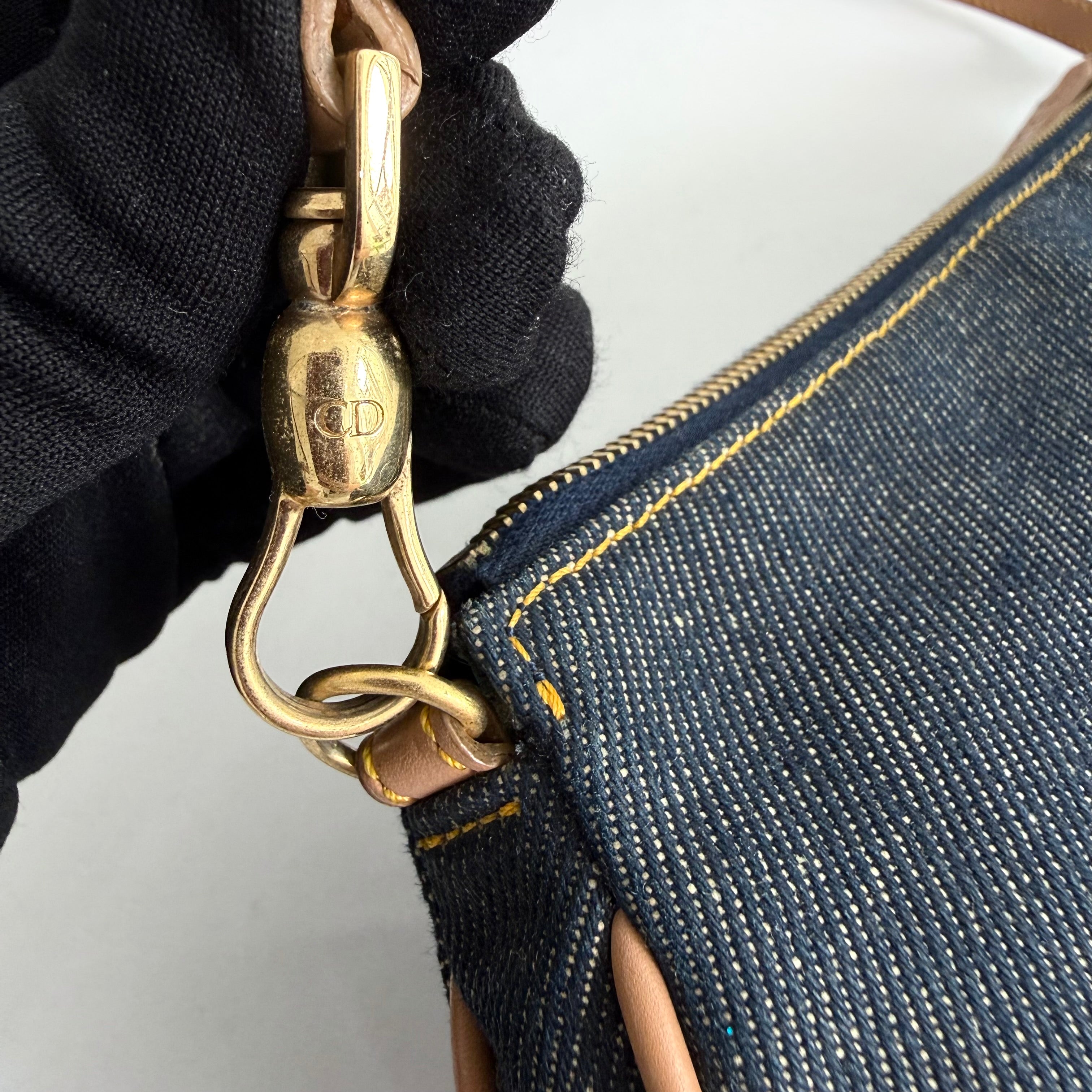 Christian Dior 2001 Blue Denim Saddle Bag