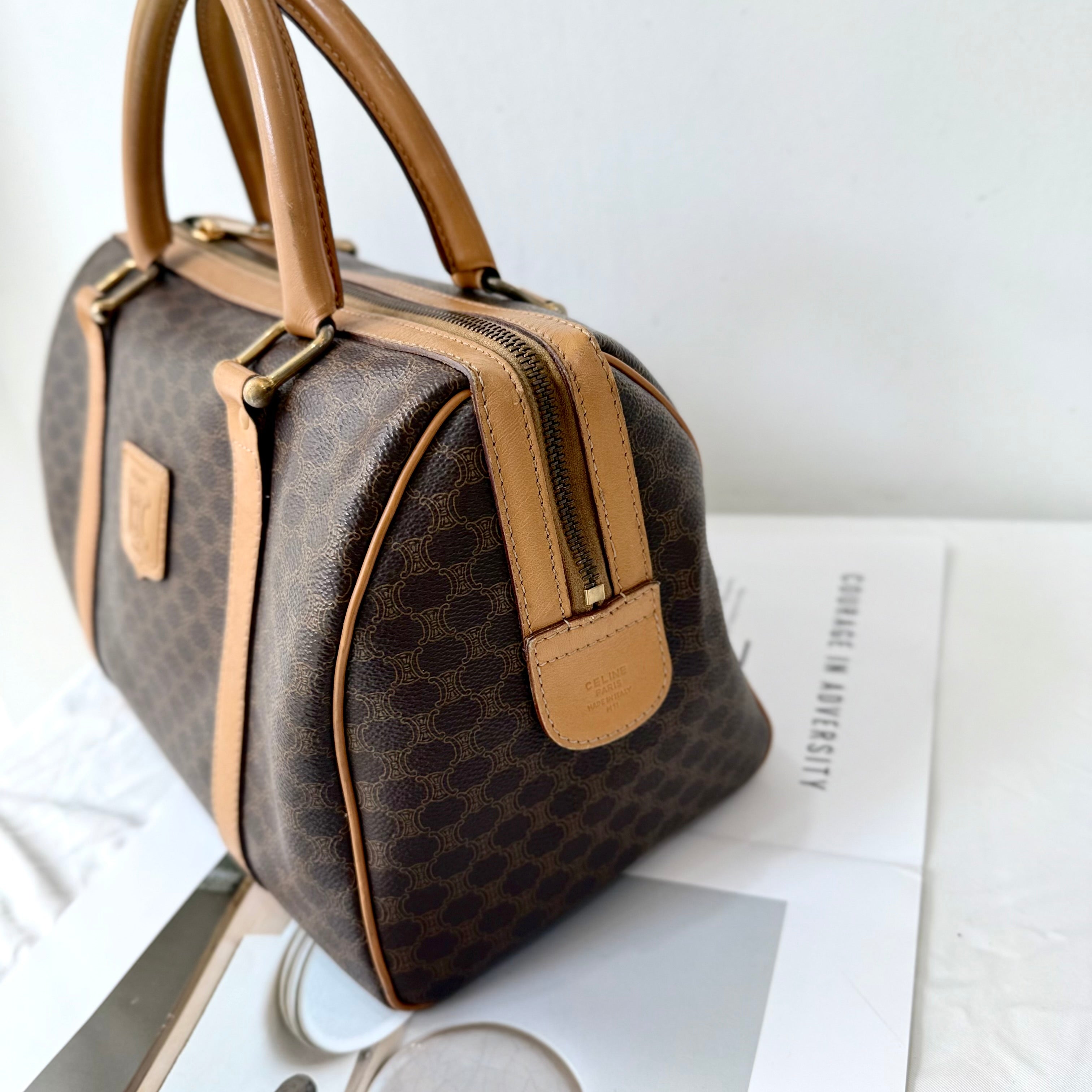Celine Brown Macadam Boston Bag