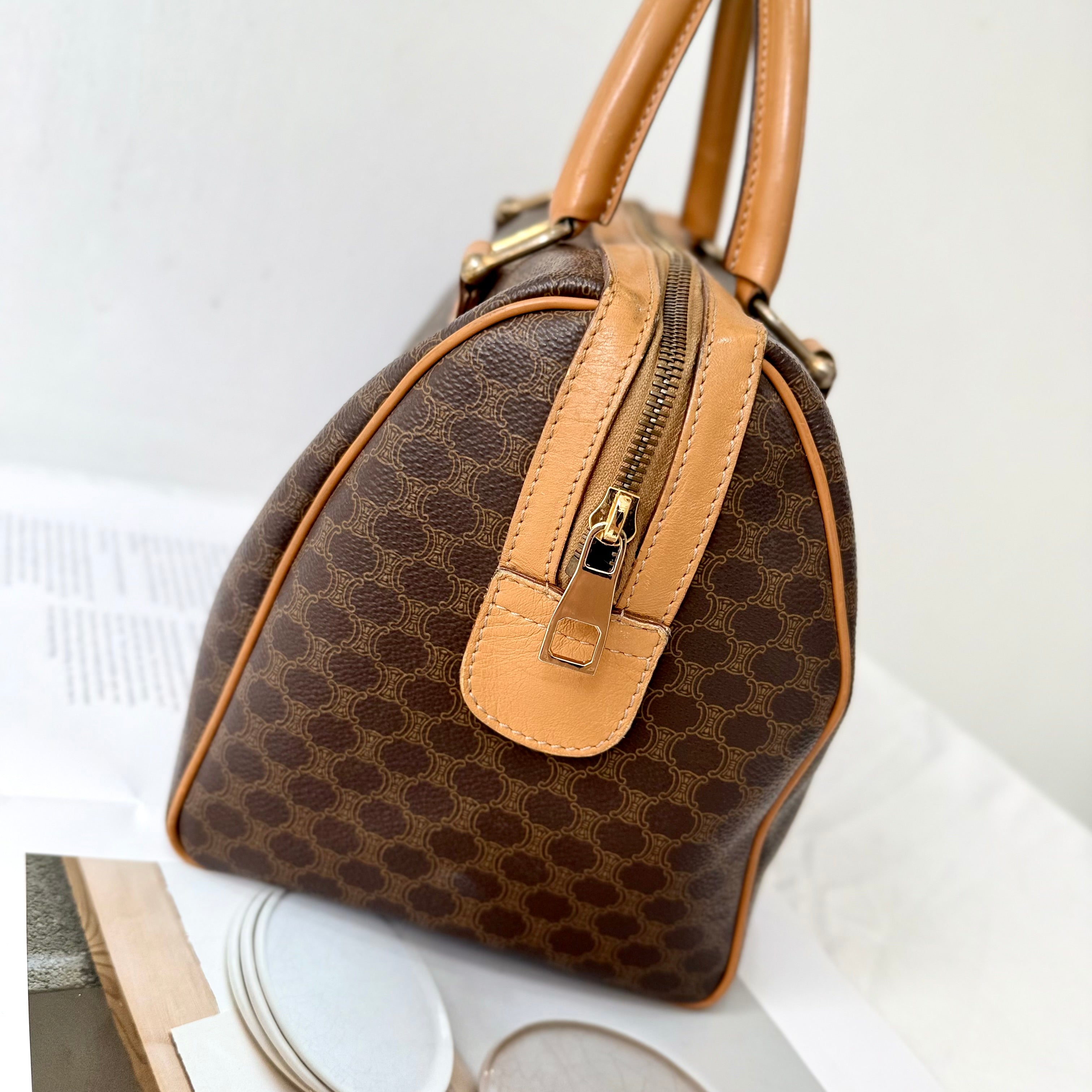 Celine Brown Macadam Boston Bag