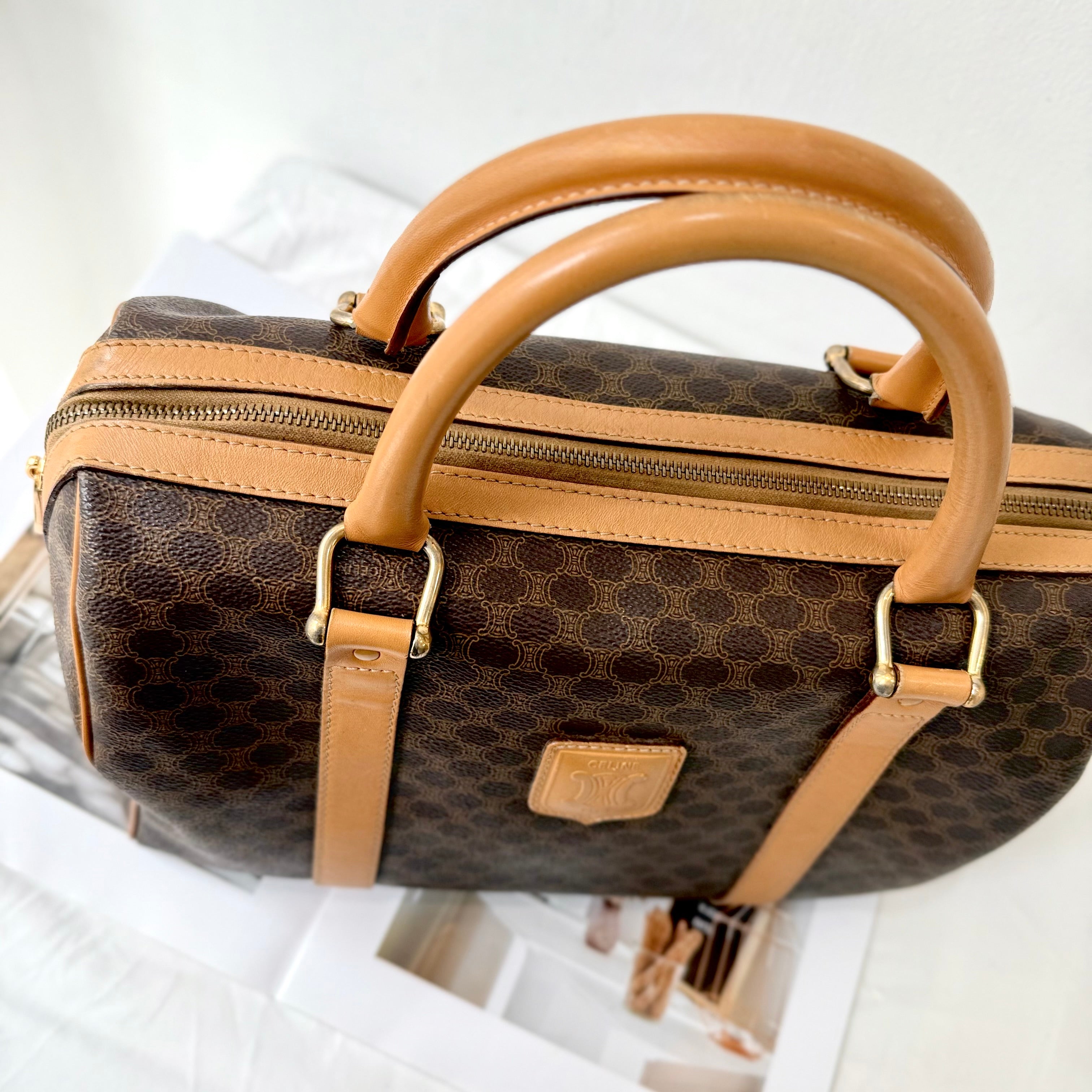 Celine Brown Macadam Boston Bag