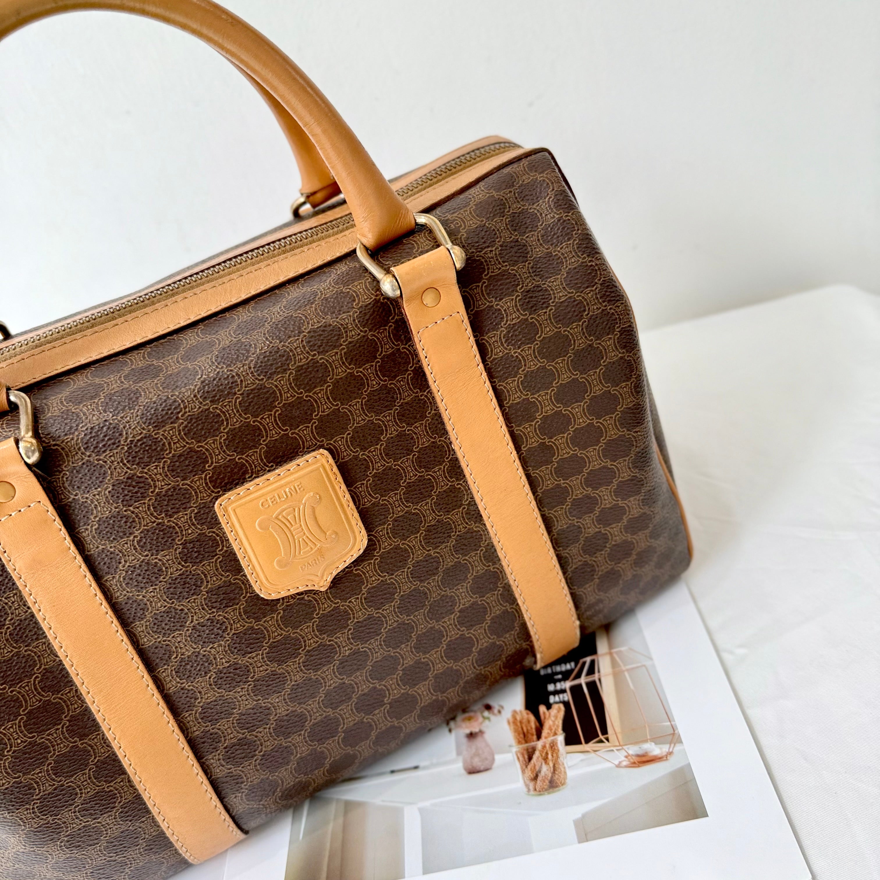 Celine Brown Macadam Boston Bag
