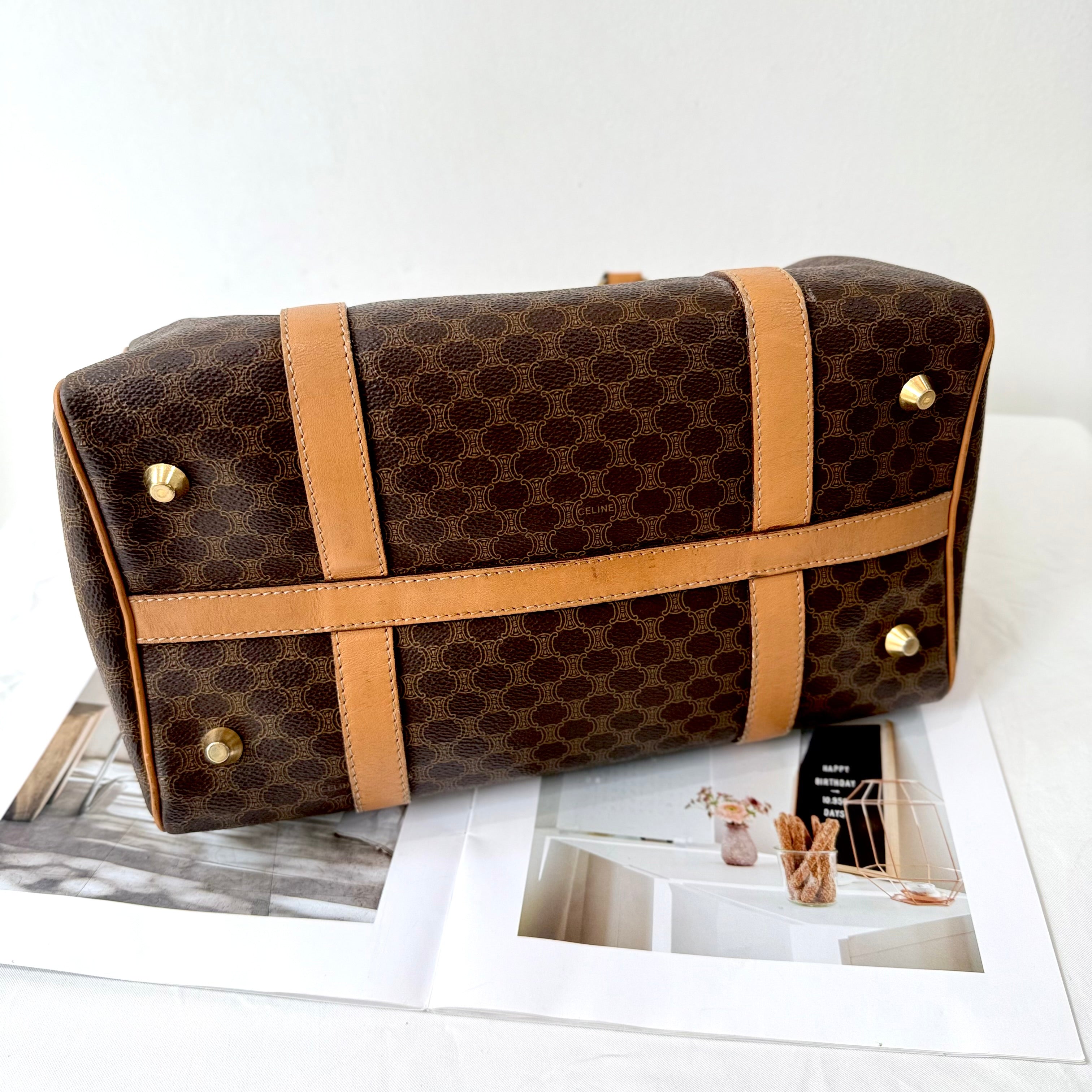 Celine Brown Macadam Boston Bag