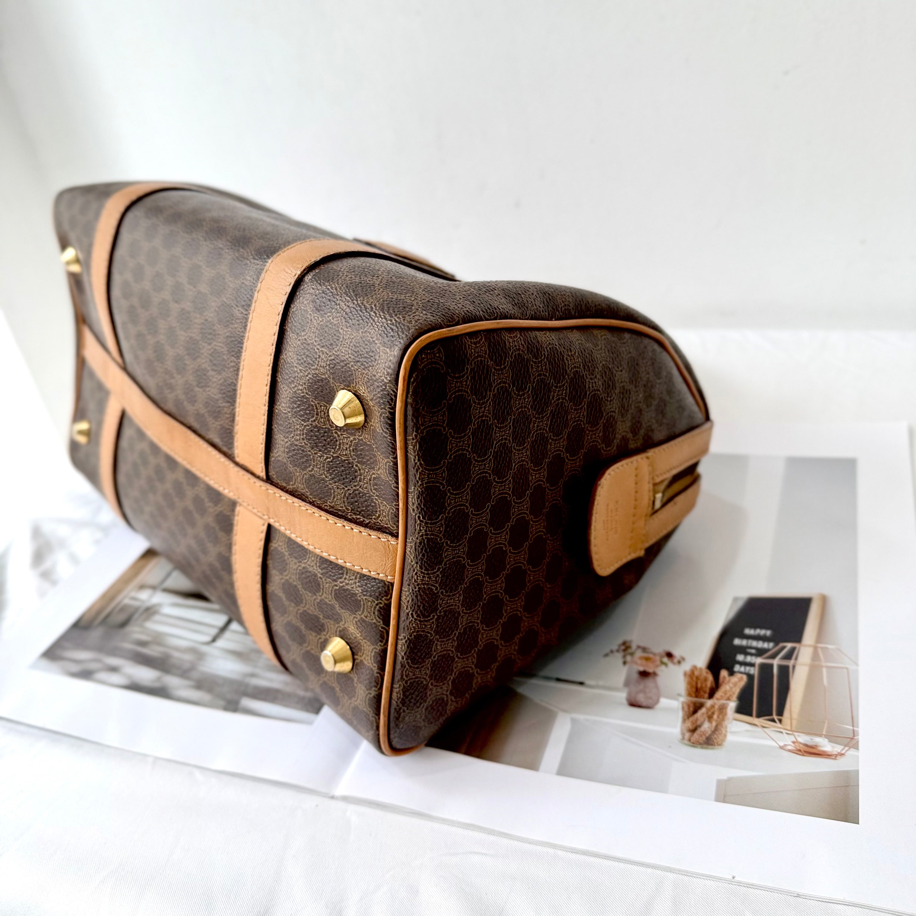 Celine Brown Macadam Boston Bag