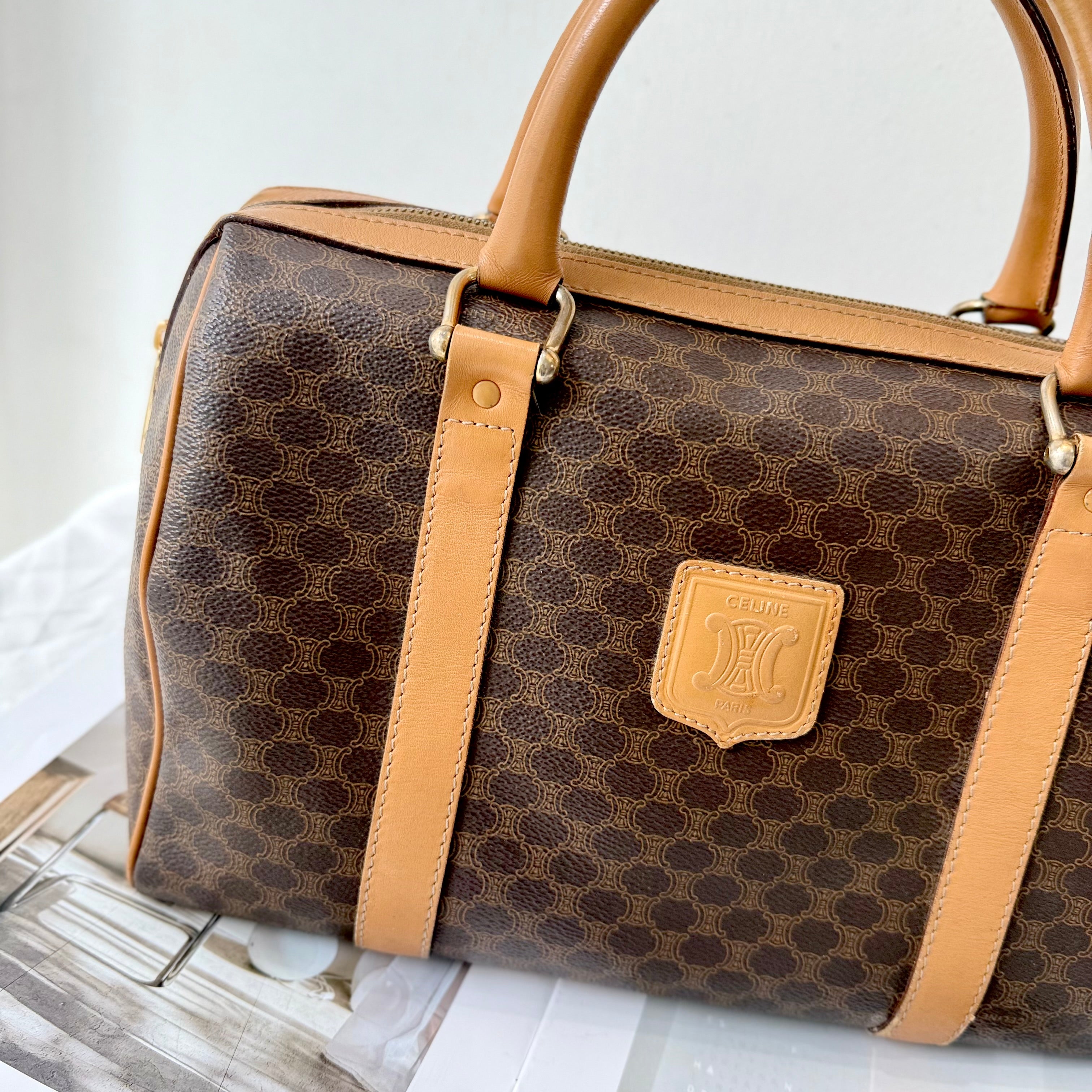 Celine Brown Macadam Boston Bag