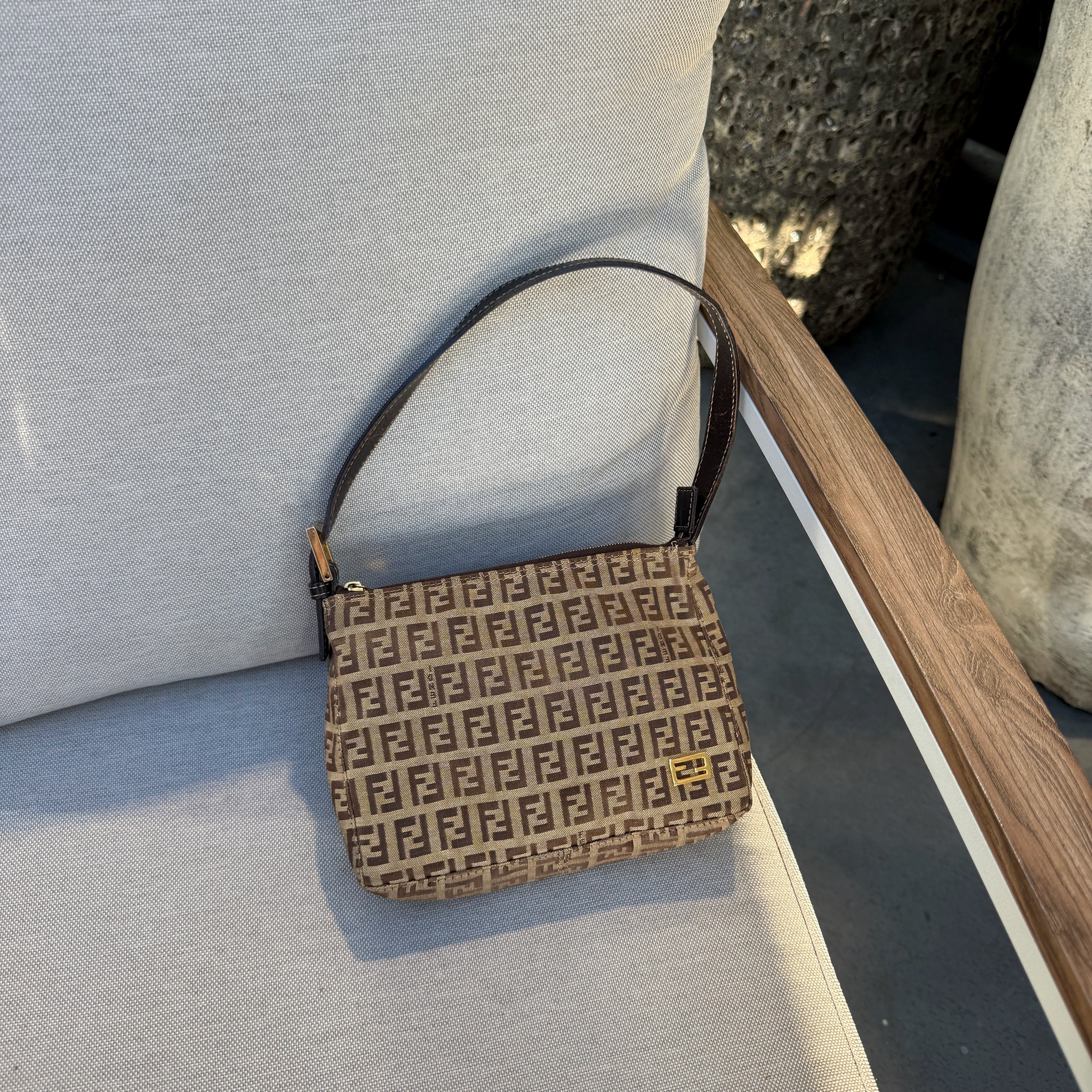 Fendi Tobacco Brown FF Baguette Pochette