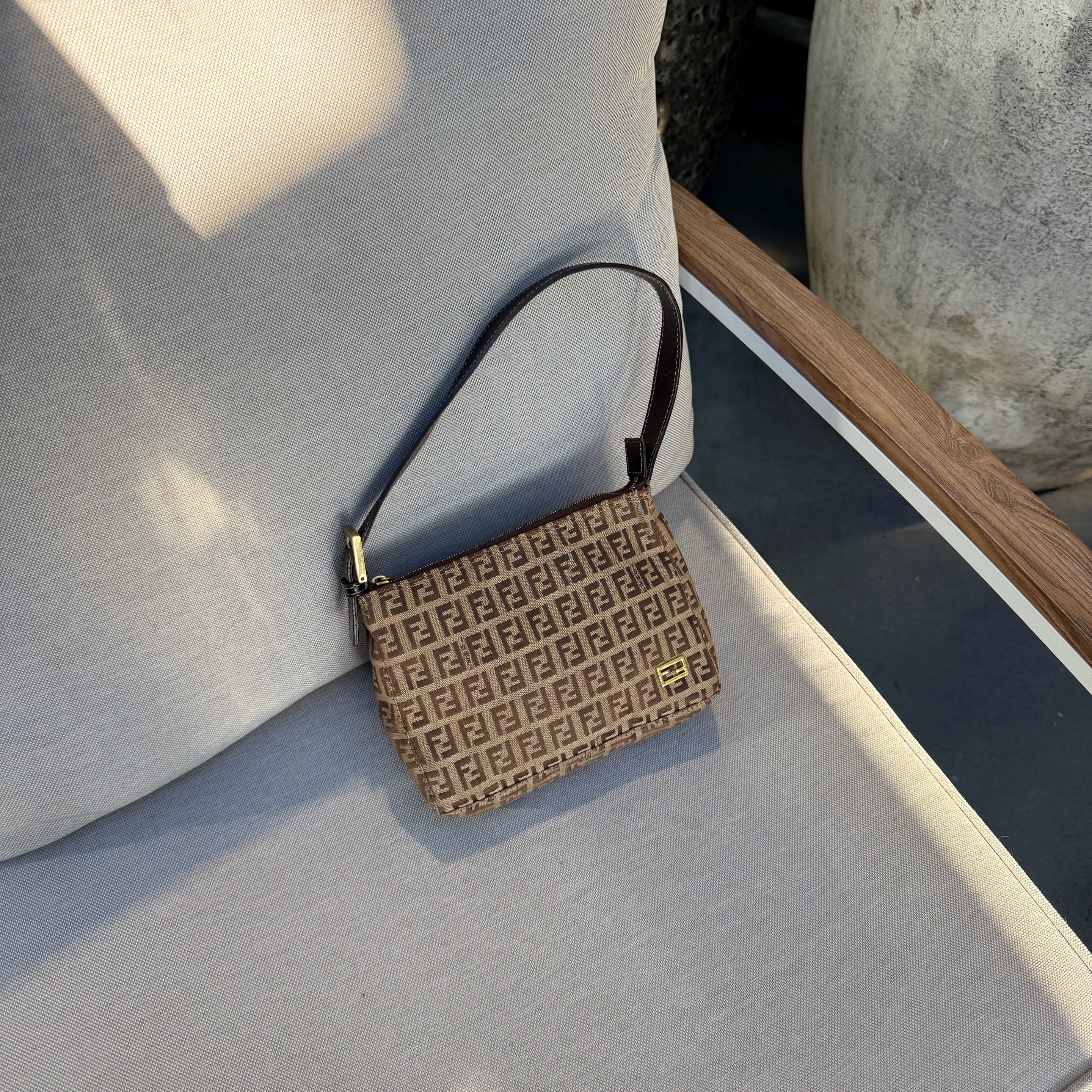 Fendi Tobacco Brown FF Baguette Pochette