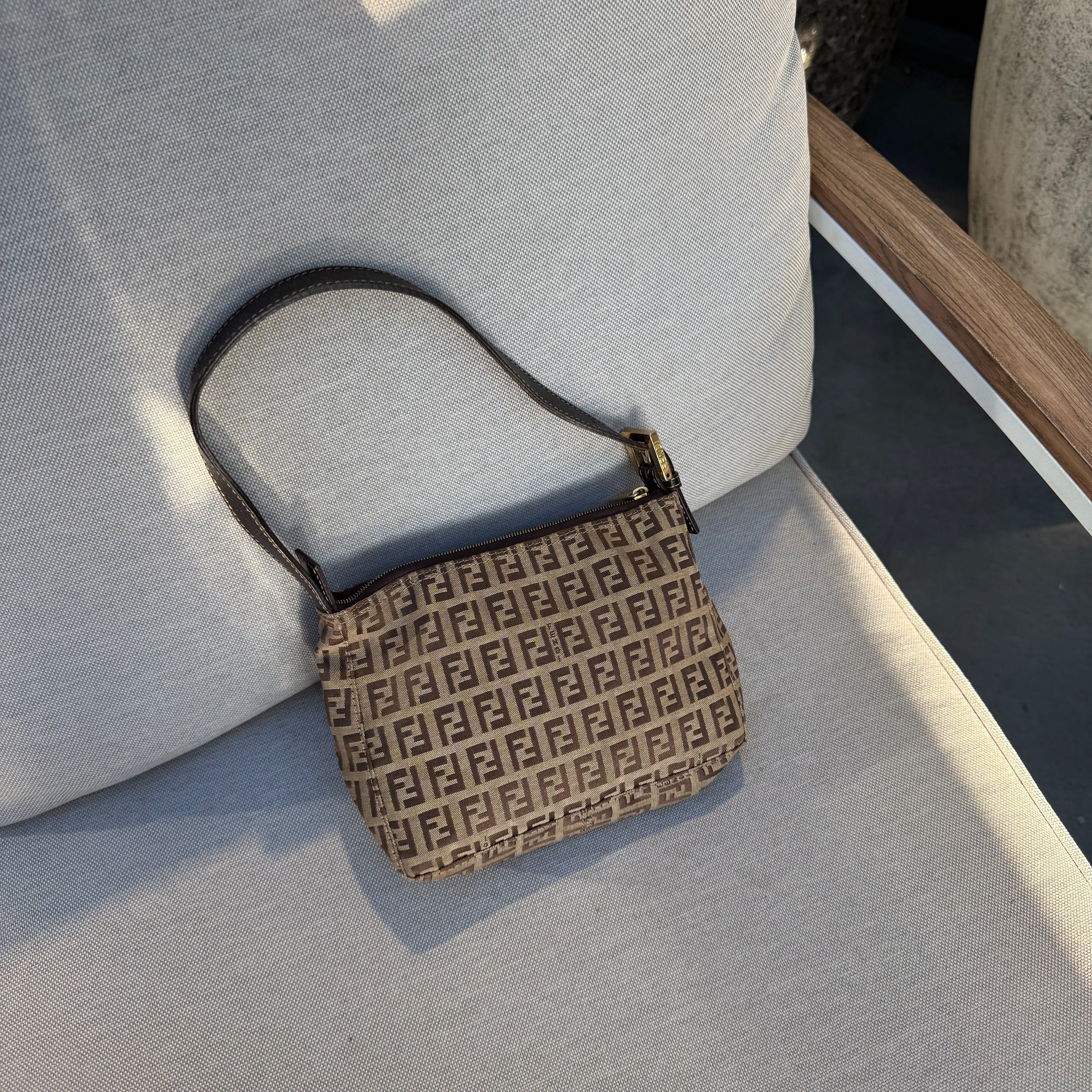 Fendi Tobacco Brown FF Baguette Pochette