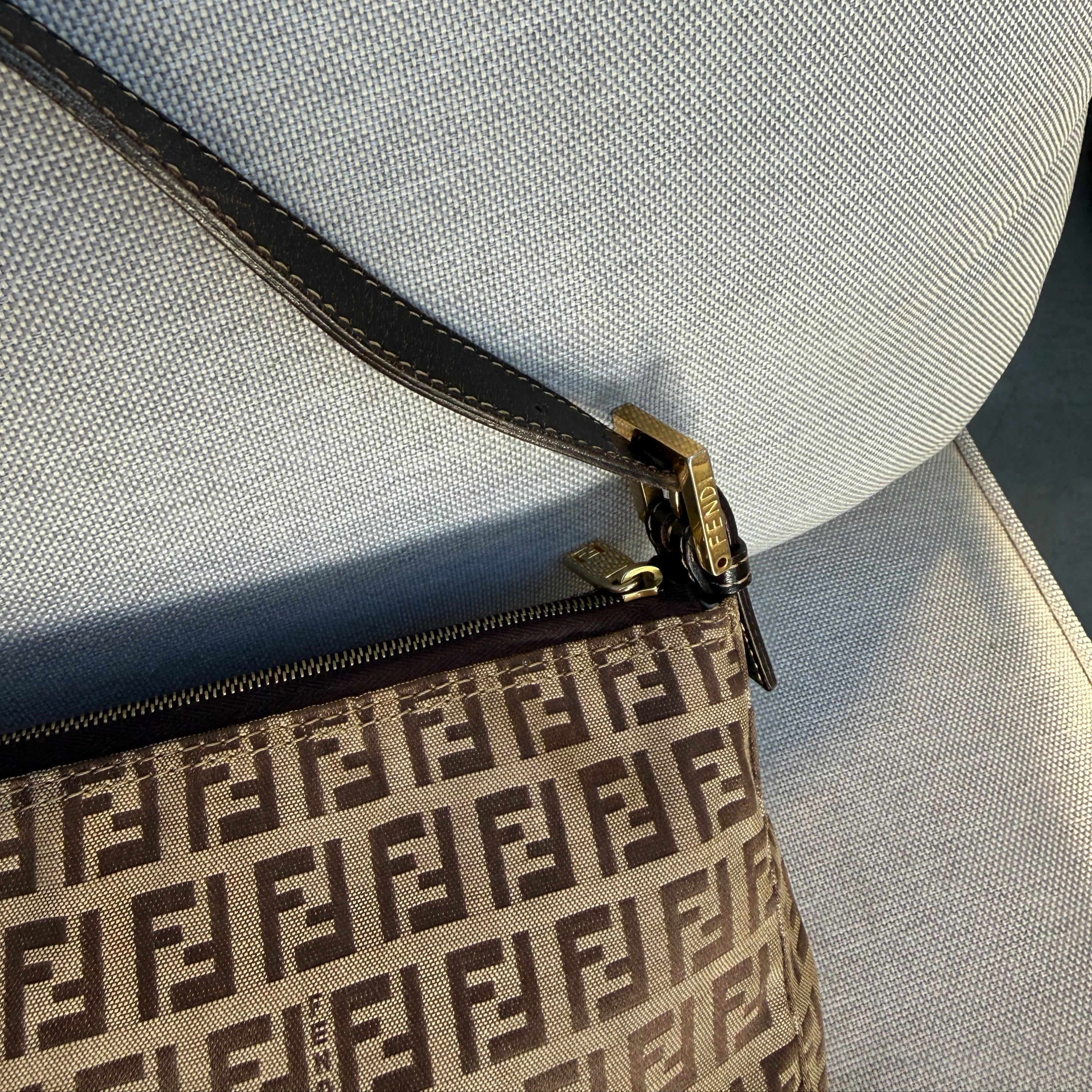 Fendi Tobacco Brown FF Baguette Pochette