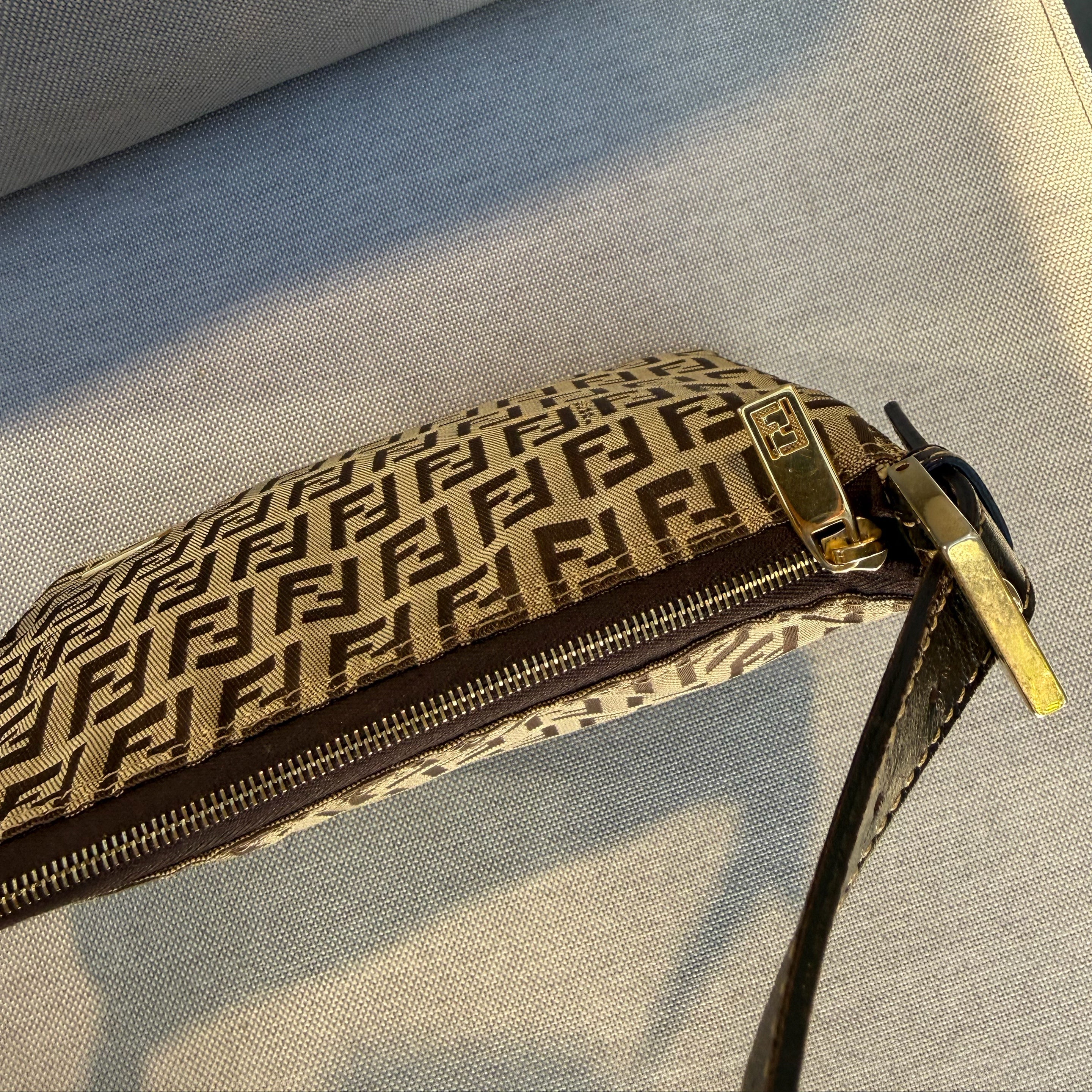 Fendi Tobacco Brown FF Baguette Pochette