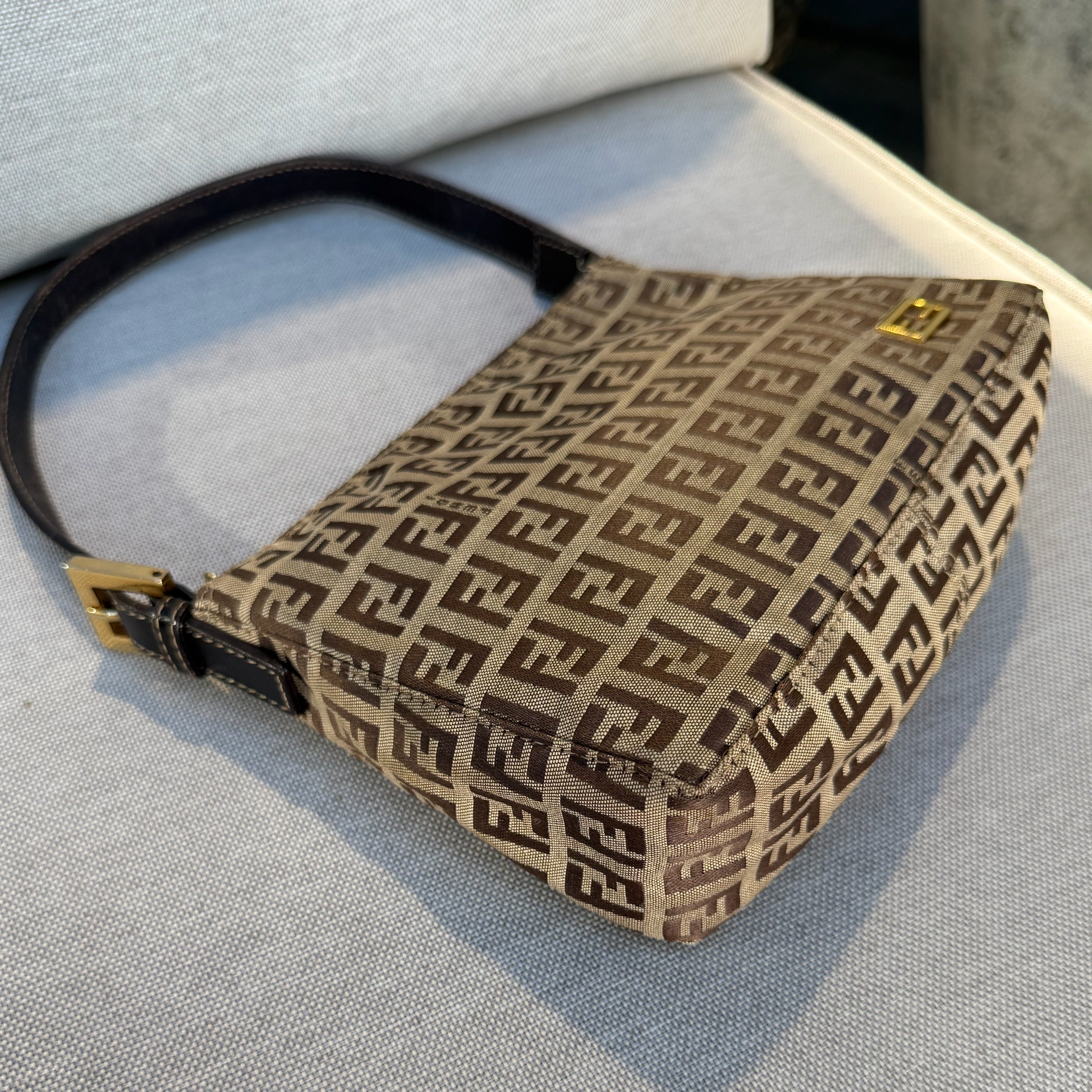 Fendi Tobacco Brown FF Baguette Pochette